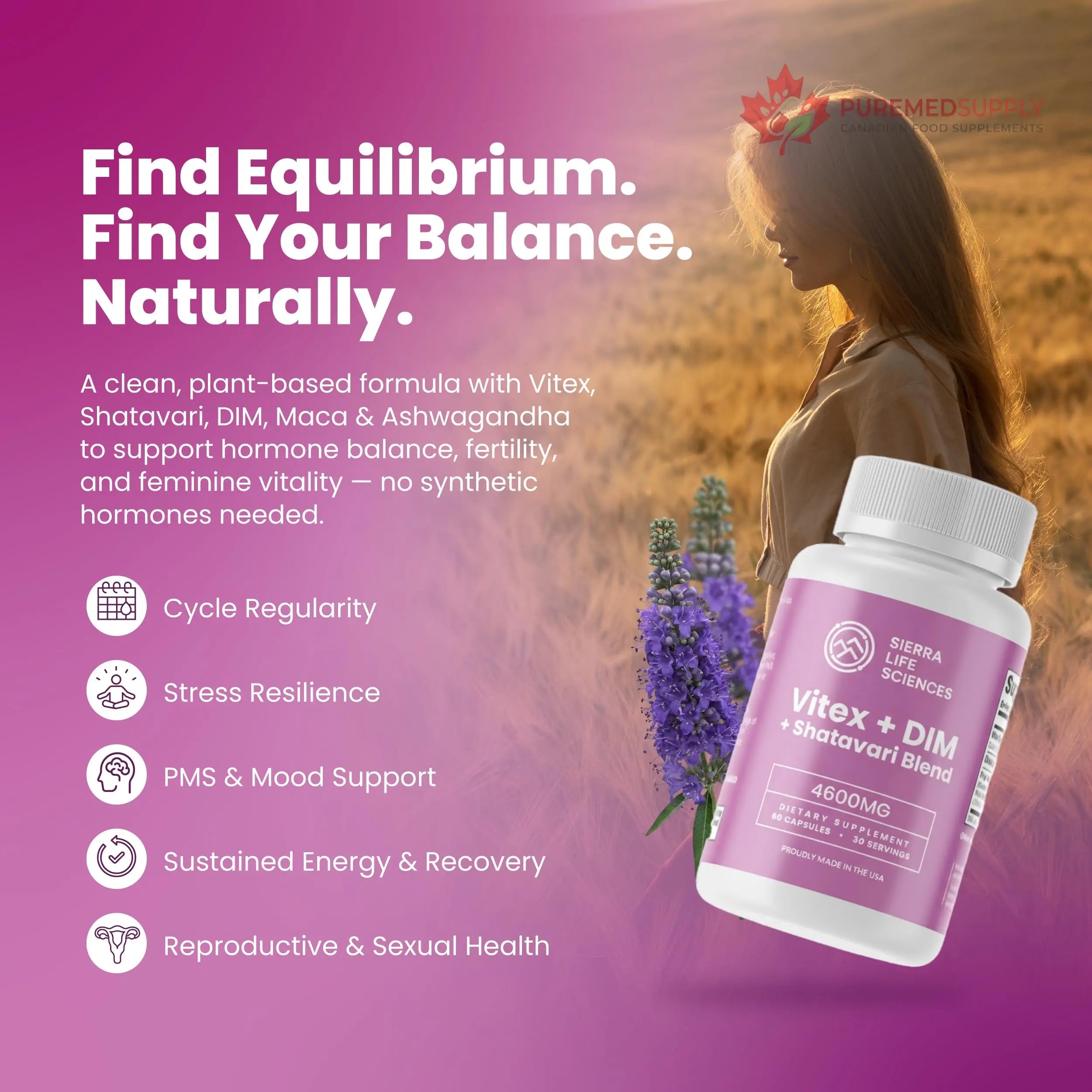 SIERRA LIFE SCIENCES Hormonal Balance Blend for Women – Vitex, DIM, Shatavari + Adaptogenic Support – Menstrual & Menopause Relief – Vegan, Clean-Label Formula – 4600mg – (Pack of 2) SIERRA LIFE SCIENCES buy supplements canada
