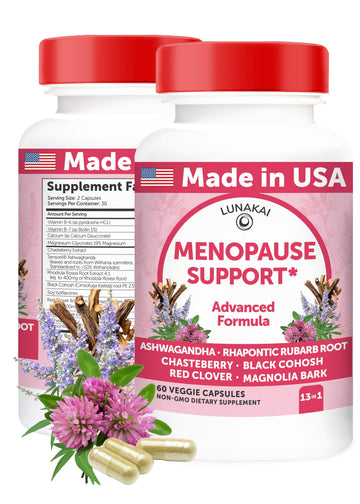 Lunakai USA Made Natural Menopause Supplements for Women – 13-in-1 Menopause Relief for Hot Flashes, Night Sweats, Sleep & Mood Support, 60ct Lunakai buy supplements canada