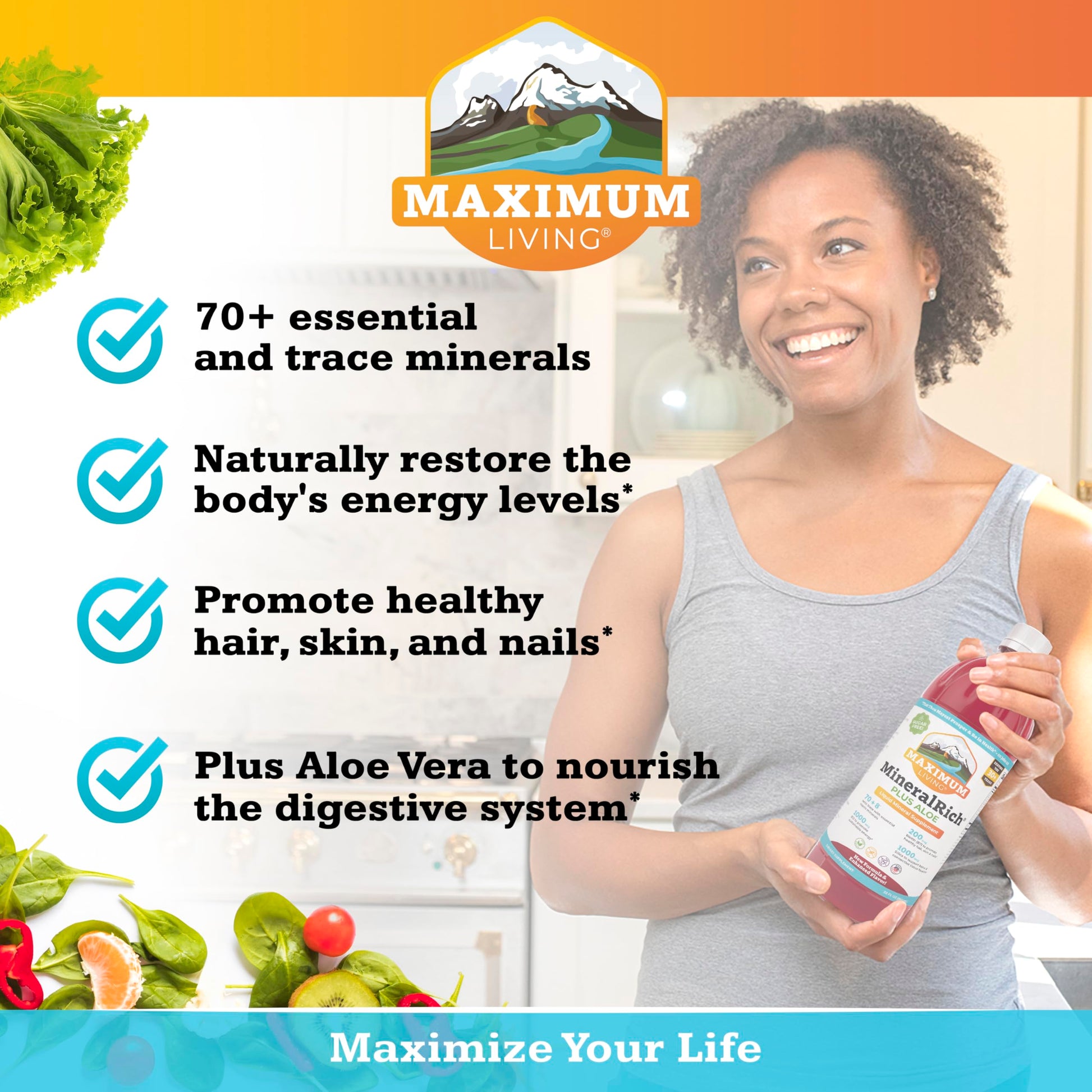 Maximum Living MineralRich Minerals Supplement with Aloe - Liquid Blend of Vitamins and Trace Minerals - 32 oz Maximum Living buy supplements canada