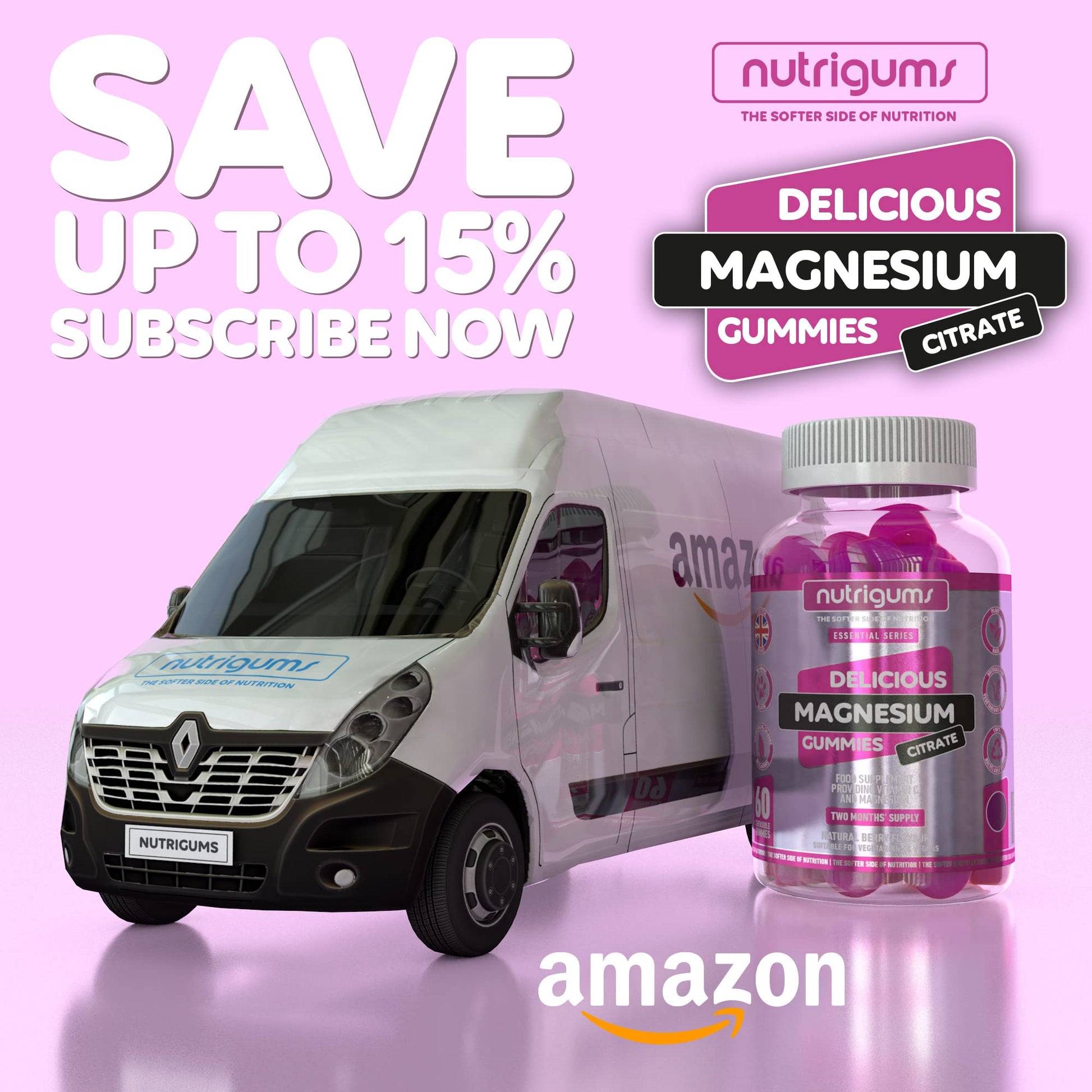 Magnesium Citrate 1250mg & Vitamin C Gummy | Mixed Berry Flavour | 60 Vegan Gummies Nutrigums buy supplements canada