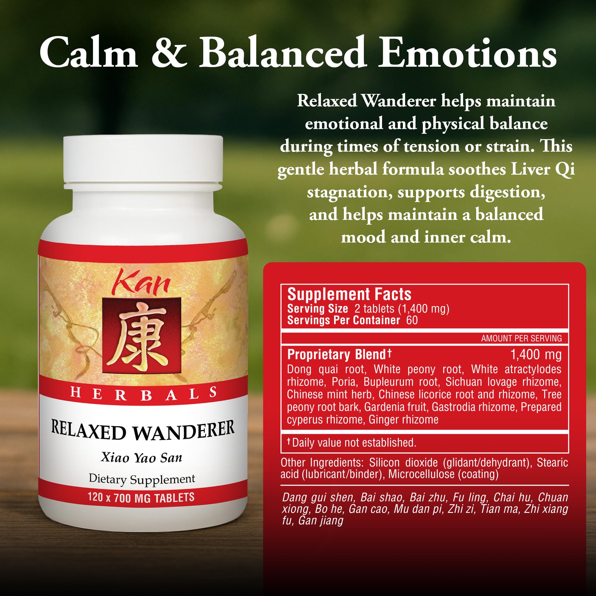 Kan Herbs Company Relaxed Wanderer – Traditional Chinese Herbal Formula to Support Mood, Digestion, and Menstrual Balance, Nourishes Blood, Eases Occasional Tension and Fatigue, 120 Tablets Kan Herb buy supplements canada