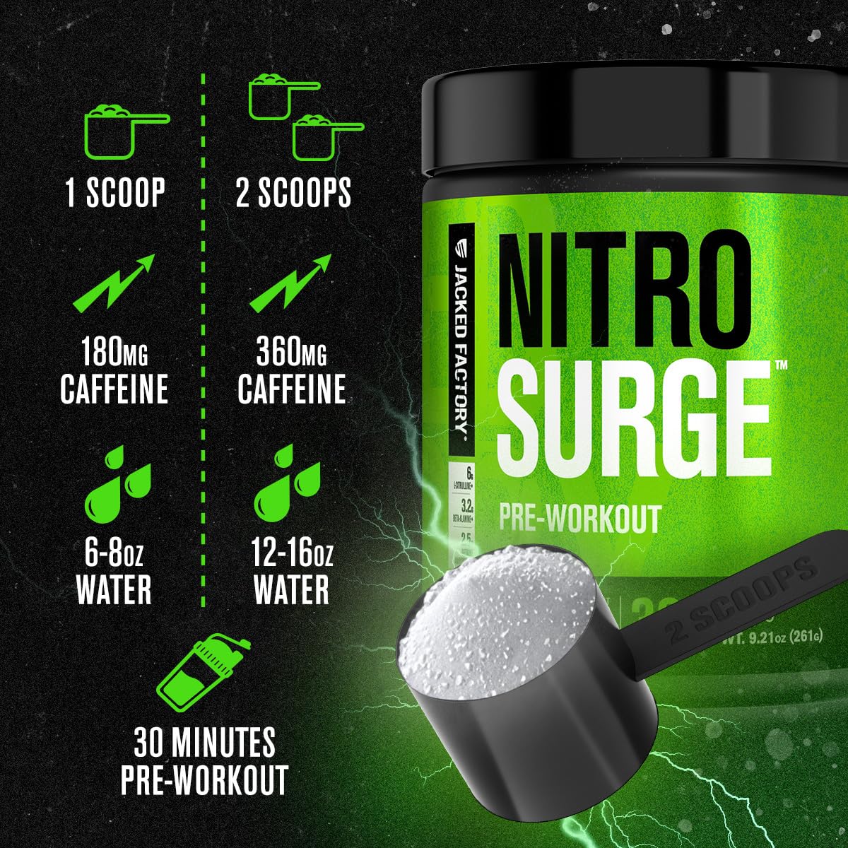 Jacked Factory NITROSURGE Pre Workout Supplement - Endless Energy, Instant Strength Gains, Clear Focus, Intense Pumps - NO Booster & Preworkout Powder with Beta Alanine Jacked Factory buy supplements canada