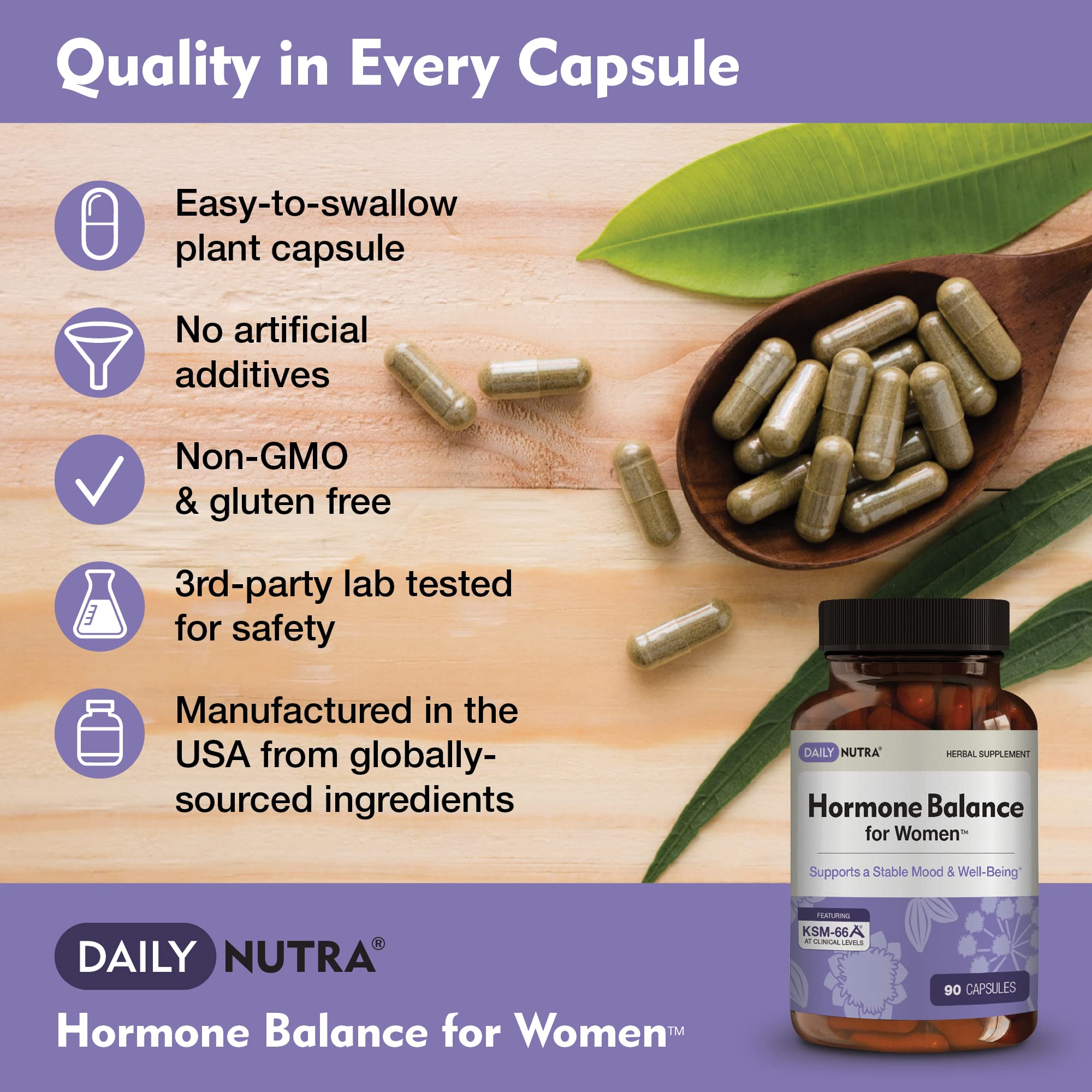 Hormone Balance for Women - Natural Mood Supplement - PMS Relief and Menopause Support | Featuring Clinically Studied KSM-66 Ashwagandha (90 Capsules) DailyNutra buy supplements canada