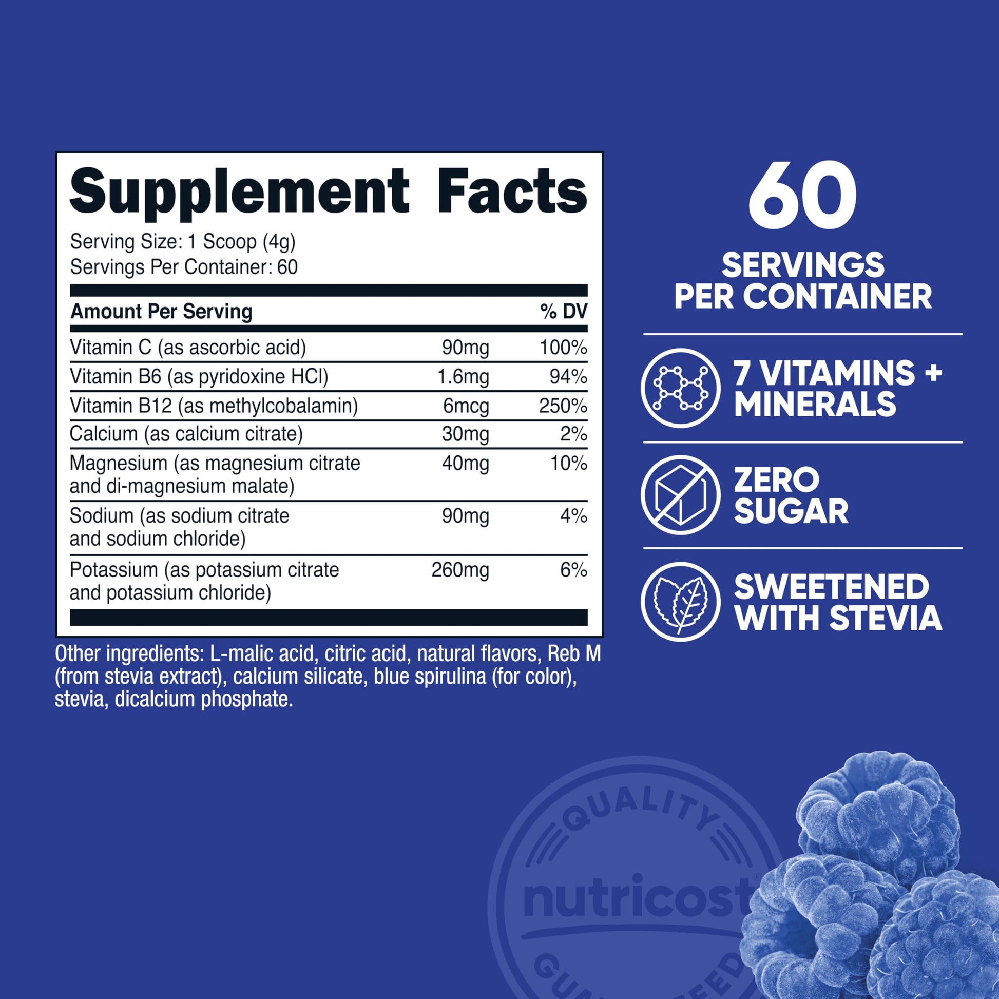 Nutricost Electrolyte Complex Powder (60 Servings, Blue Raspberry) - Hydration Supplement Drink Mix with Vitamins and Minerals Nutricost buy supplements canada