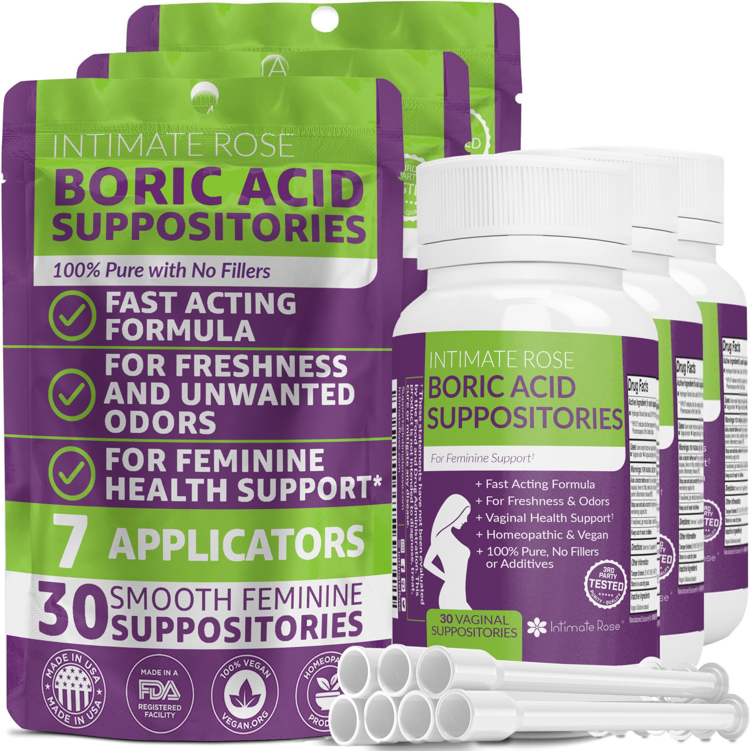 Boric Acid Suppositories - Helps Fight Against BV, Yeast Infections - Manages Odor - Promote pH Balance Intimate Rose buy supplements canada