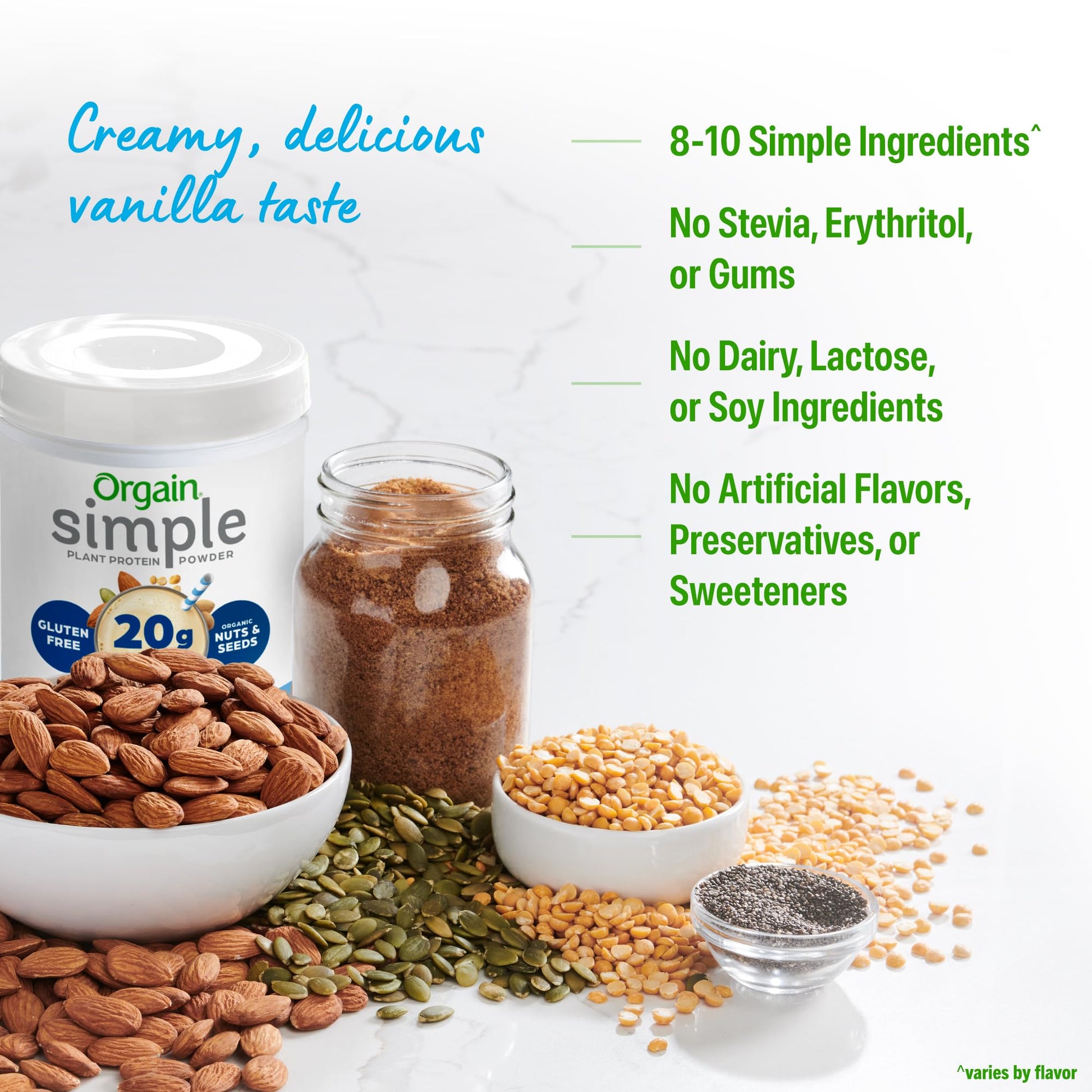 Orgain Organic Simple Vegan Protein Powder, Vanilla - 20g Plant Based Protein, Made with less Ingredients, No Artificial Sweeteners, Gluten Free, No Dairy or Lactose, 1.25 lb (Packaging May Vary) Orgain buy supplements canada