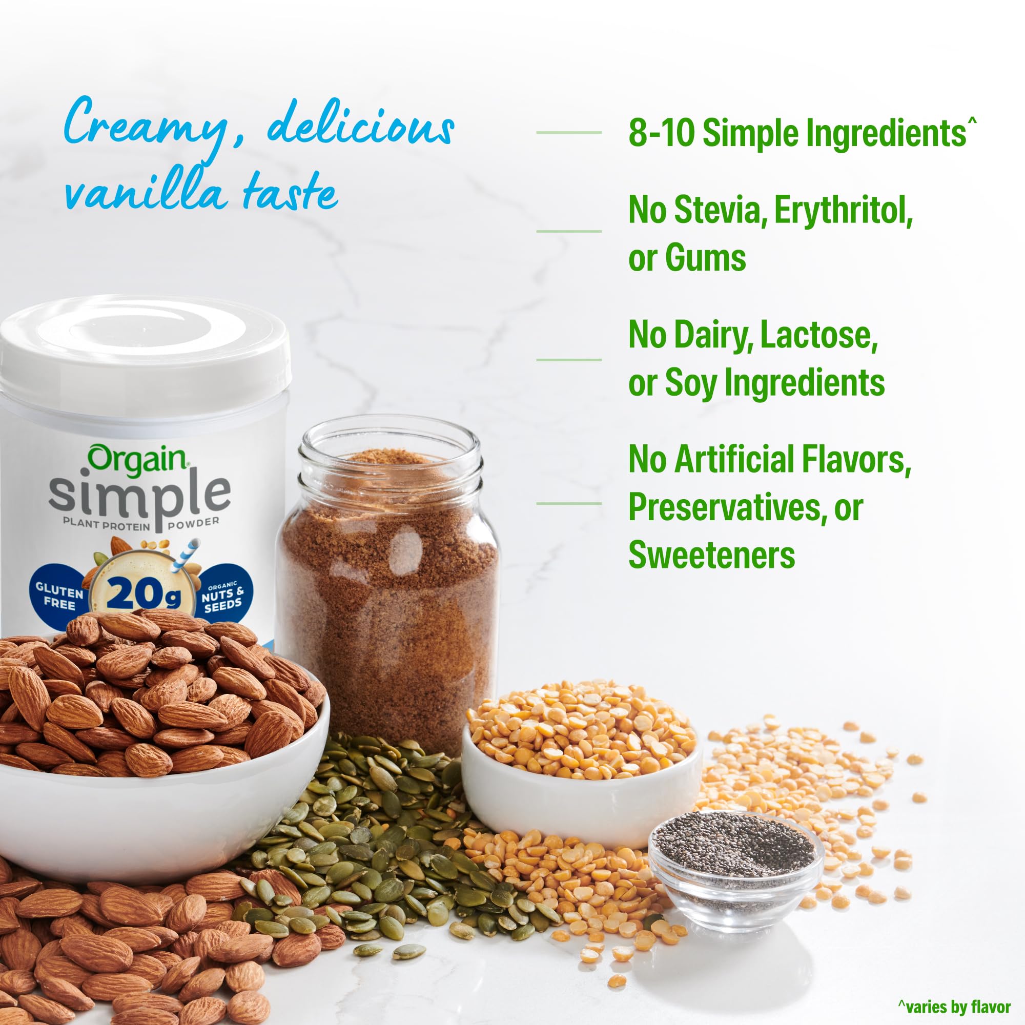 Orgain Organic Simple Vegan Protein Powder, Vanilla - 20g Plant Based Protein, Made with less Ingredients, No Artificial Sweeteners, Gluten Free, No Dairy or Lactose, 1.25 lb (Packaging May Vary) Orgain buy supplements canada