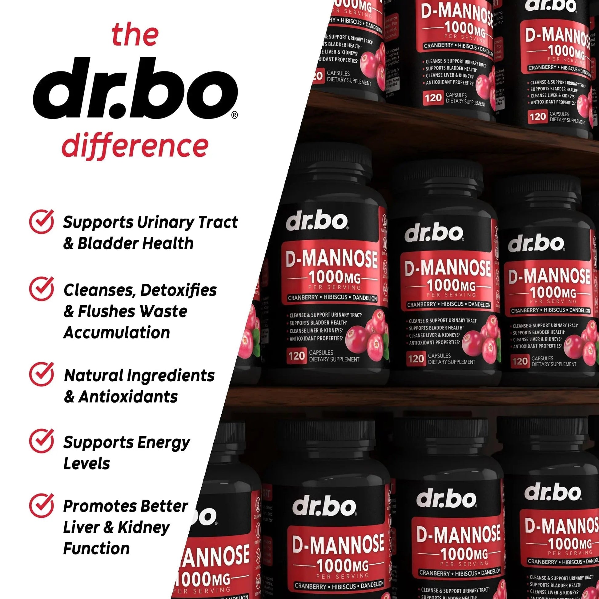D Mannose Supplements for Women Pills - Natural D-Mannose 500mg Capsules, Cranberry DMannose Pills 1000mg Per Serving - Bladder Flush & Urinary Tract Cleanse Health Supplement - 120 Veg Capsules DR. BO buy supplements canada