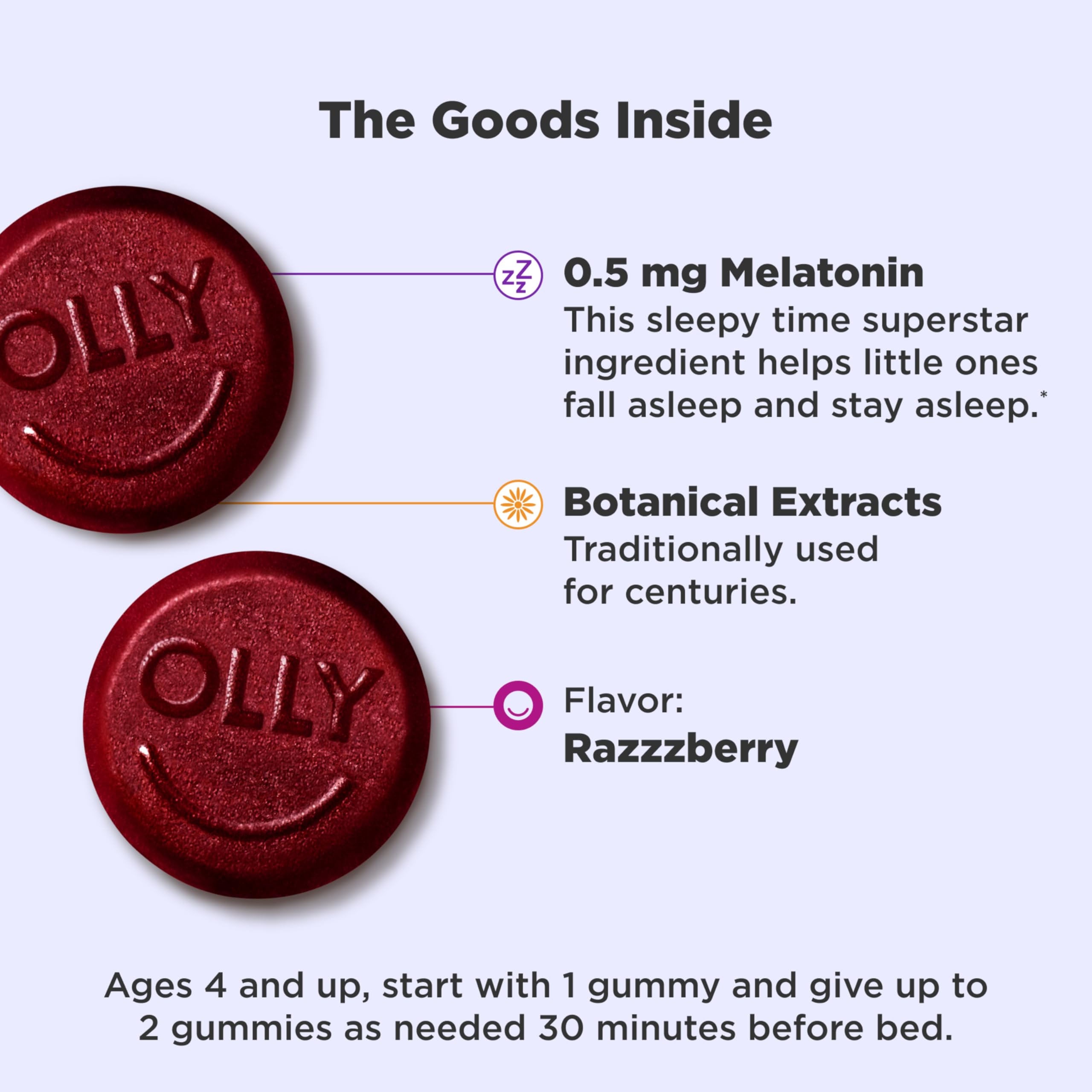 OLLY Kids Sleep Gummies, 0.5mg Melatonin, L Theanine, Chamomile, and Lemon Balm, Raspberry - 70 Count OLLY buy supplements canada