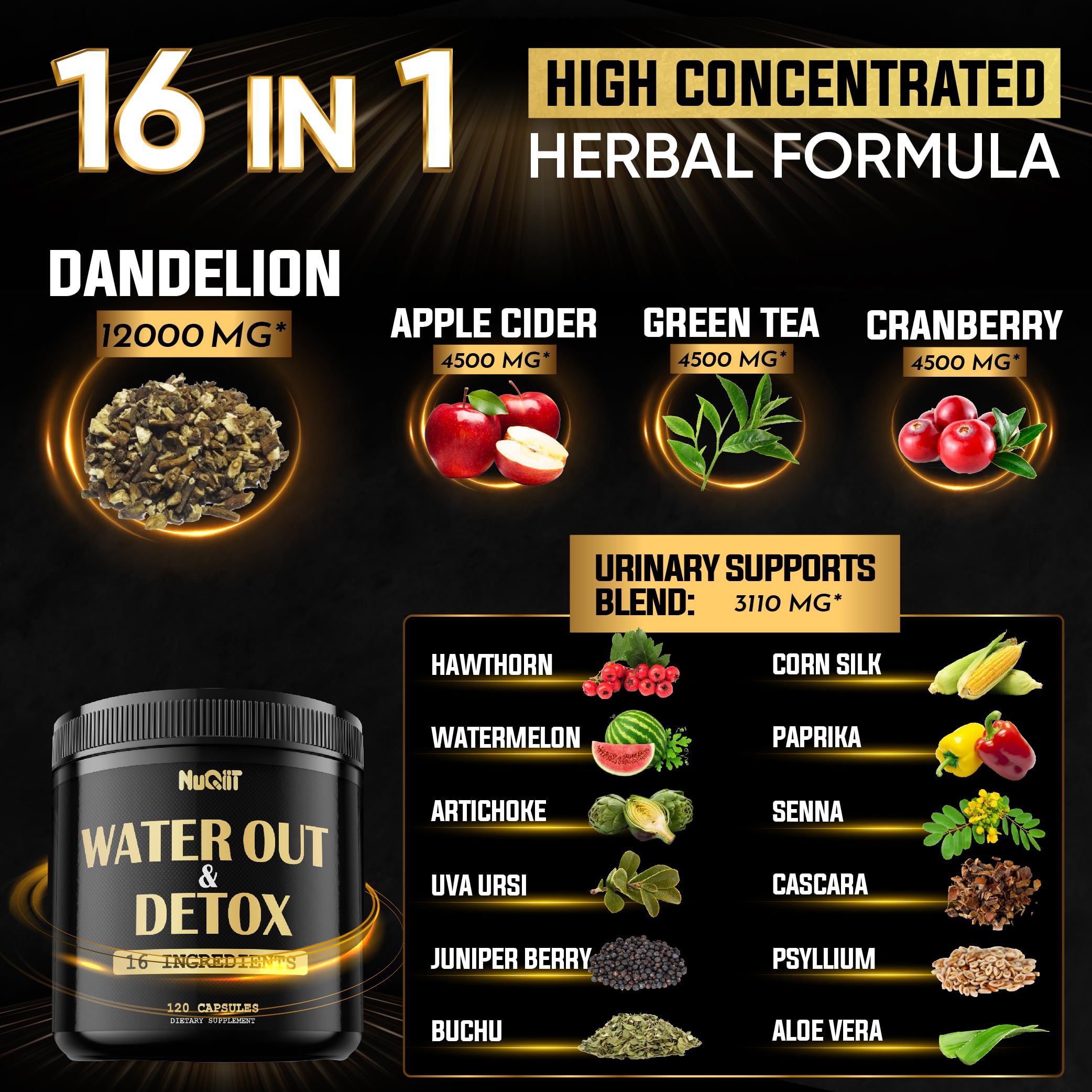 Nuqiit Water Out Supplement with Dandelion Root 12000mg Apple Cider Vinegar 4500mg & More Nuqiit buy supplements canada
