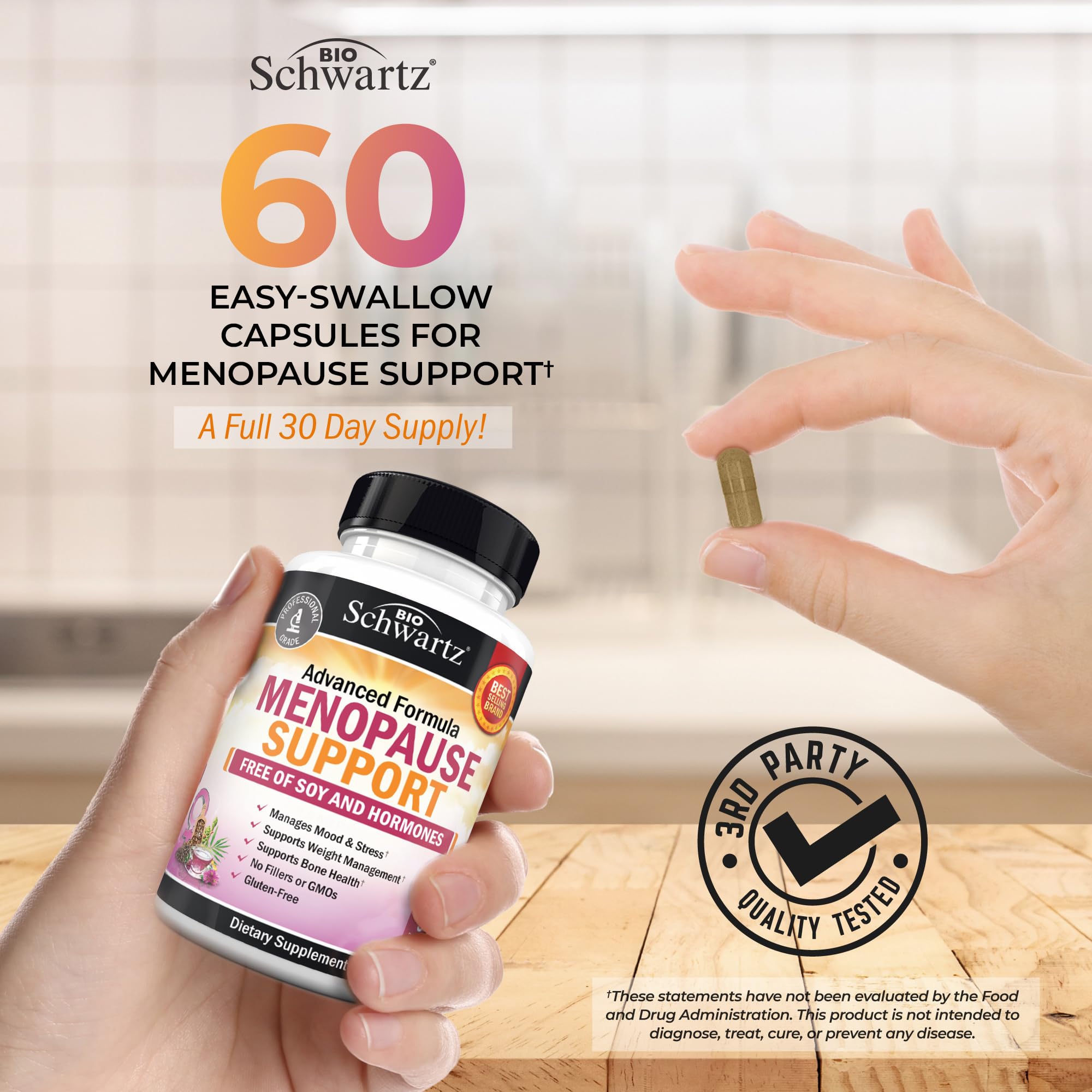 Herbal Menopause Support for Women - Supports Healthy Mood and Balance with Milk Thistle Chasteberry Black Cohosh Red Clover Turmeric Ginger - Menopause Supplements for Women - 60 Veggie Capsules BioSchwartz buy supplements canada