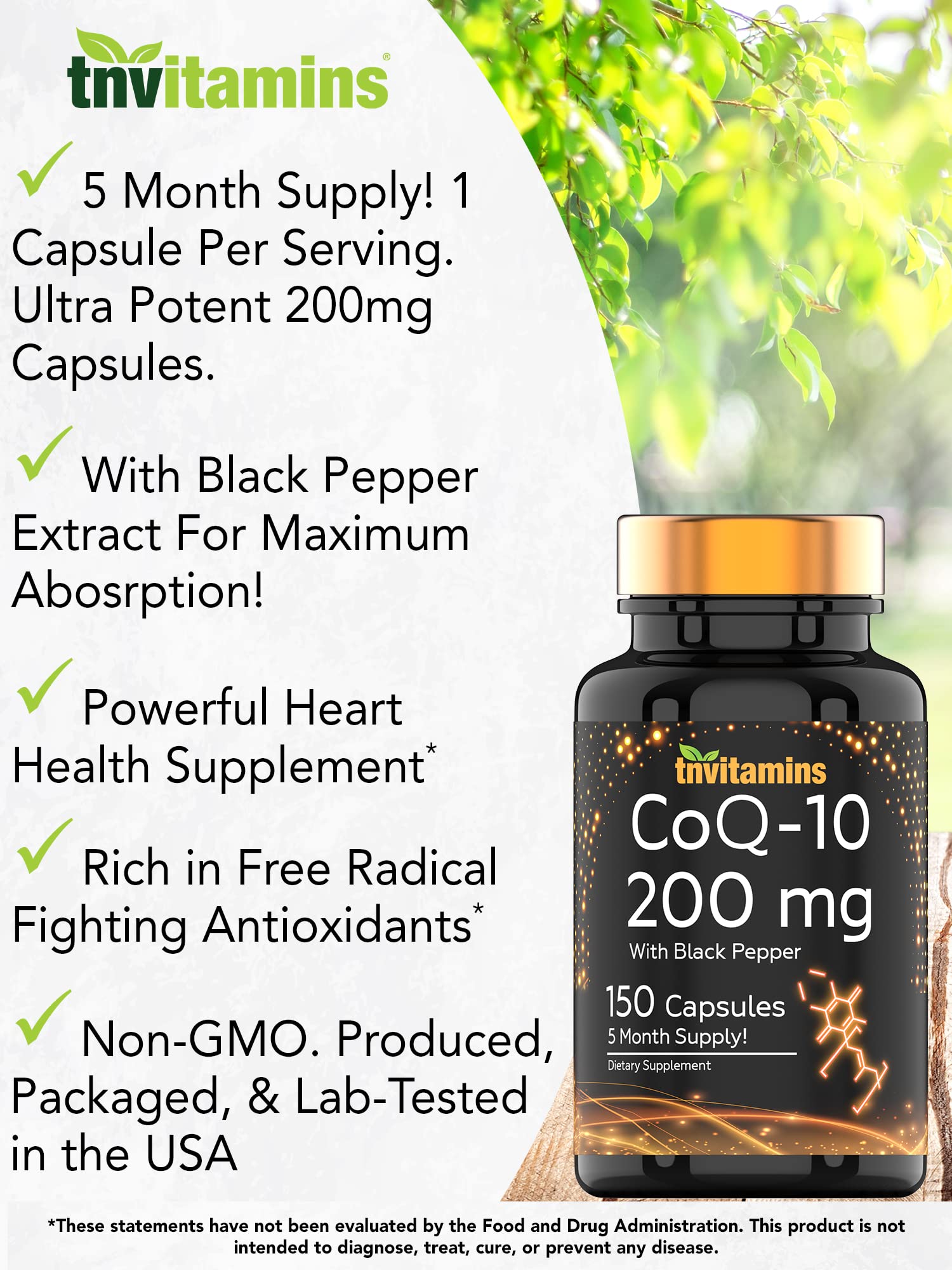tnvitamins Ultra Potent CoQ-10 200 MG - 150 Capsules with Black Pepper Extract tnvitamins buy supplements canada