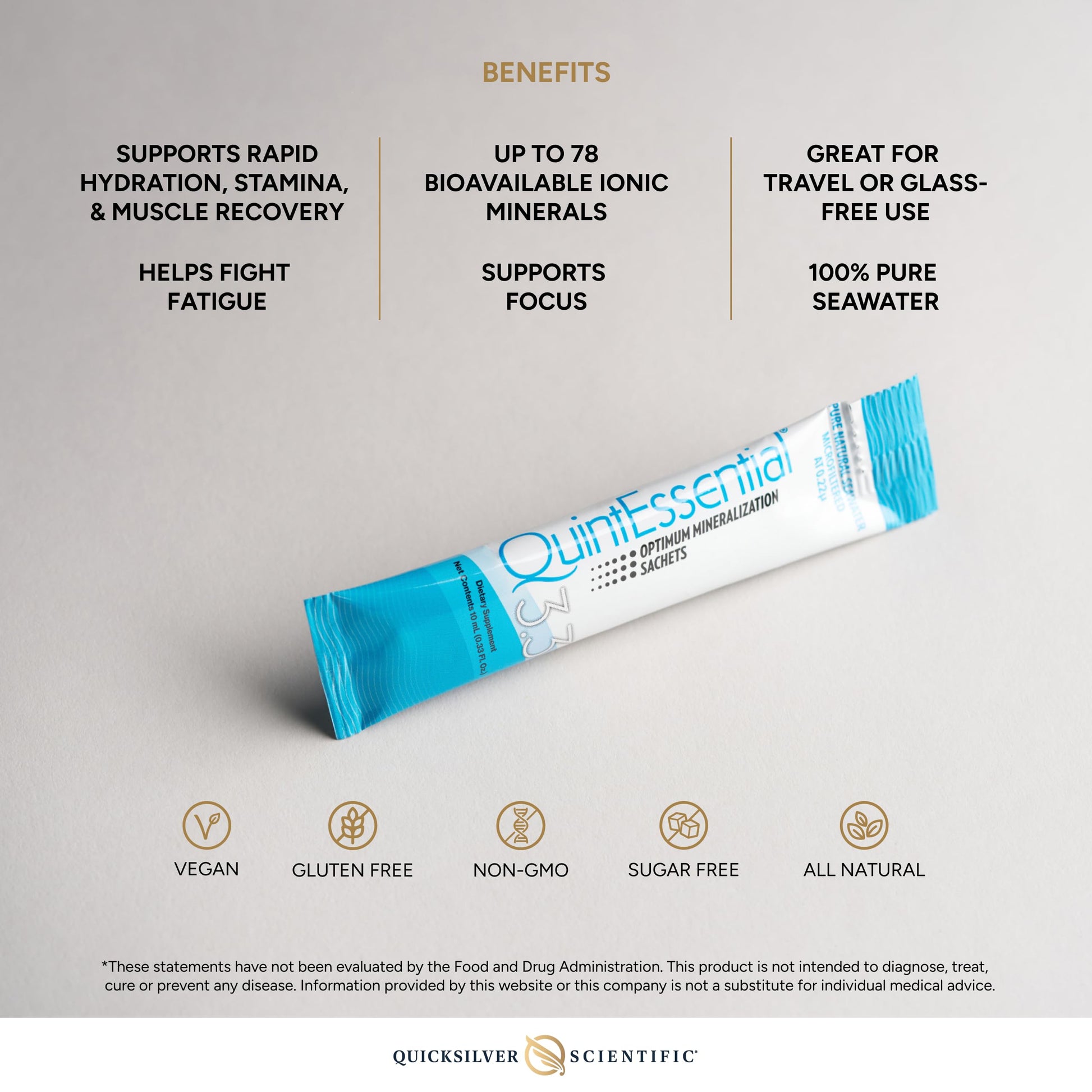 Quicksilver Scientific Quintessential 3.3 Sachets - Hypertonic Solution - Filtered Sea Water Hydration Packets - Liquid Minerals for Muscle Recovery, Stamina + Mineral Replenishment (30 Count) Quicksilver Scientific buy supplements canada