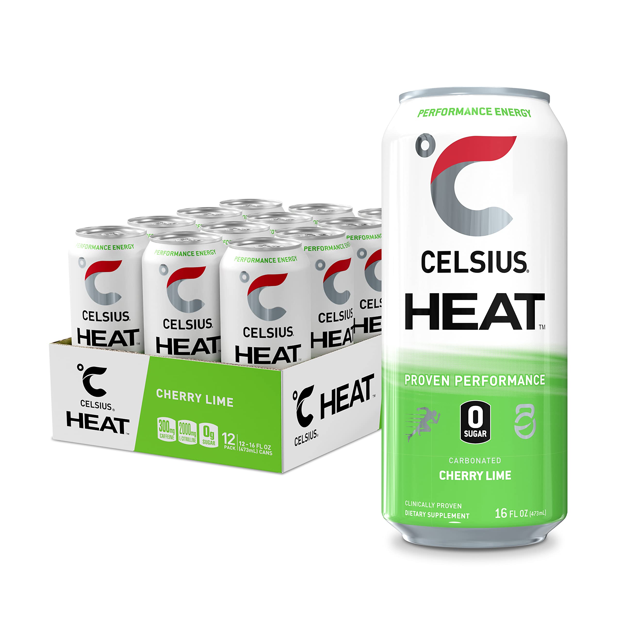 CELSIUS HEAT Performance Energy Drink, Cherry Lime, 16 Fl Oz (Pack of 12) CELSIUS buy supplements canada