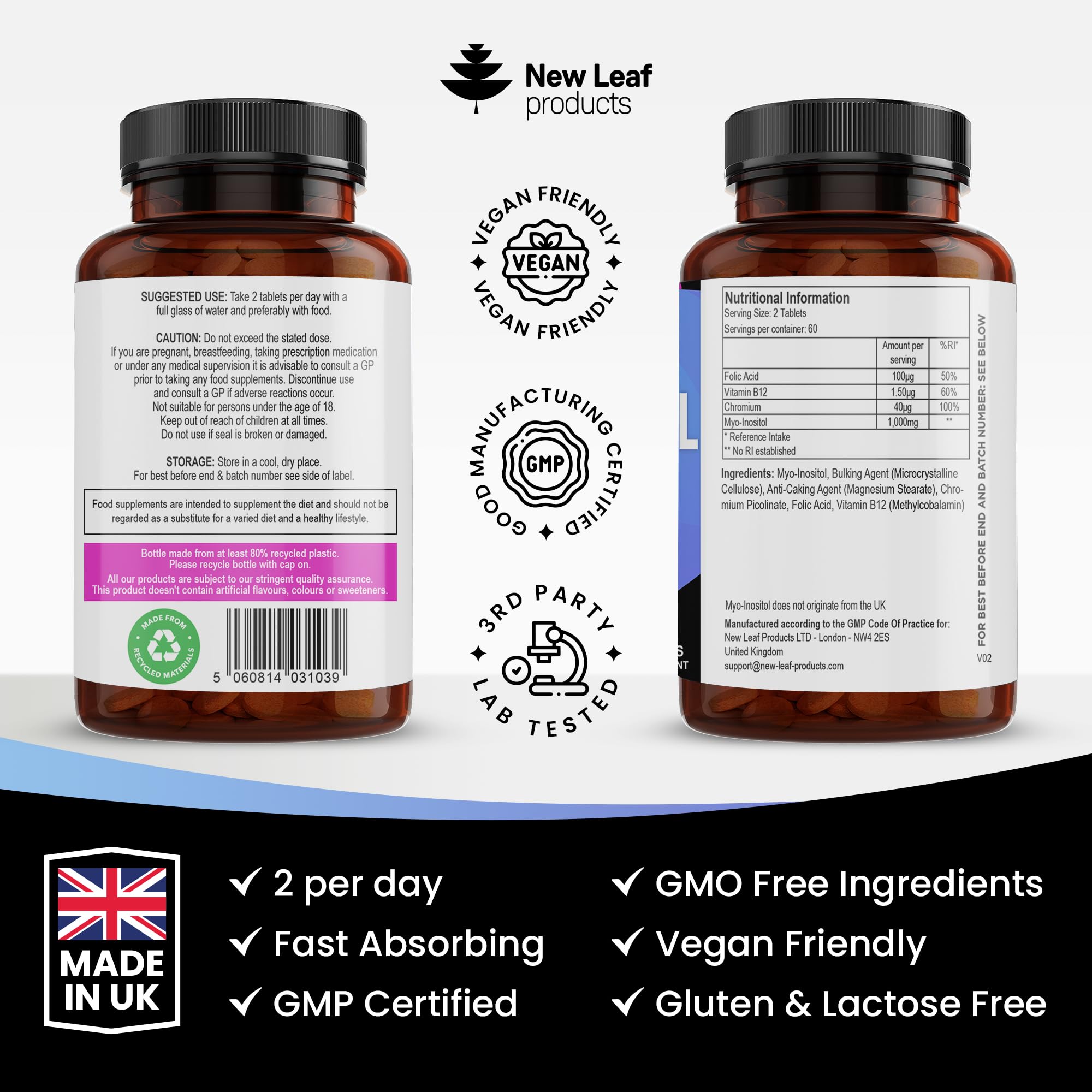 Myo-Inositol PCOS Supplement - Myo Inositol Tablets PCOS Supplement Enriched NEW LEAF PRODUCTS buy supplements canada