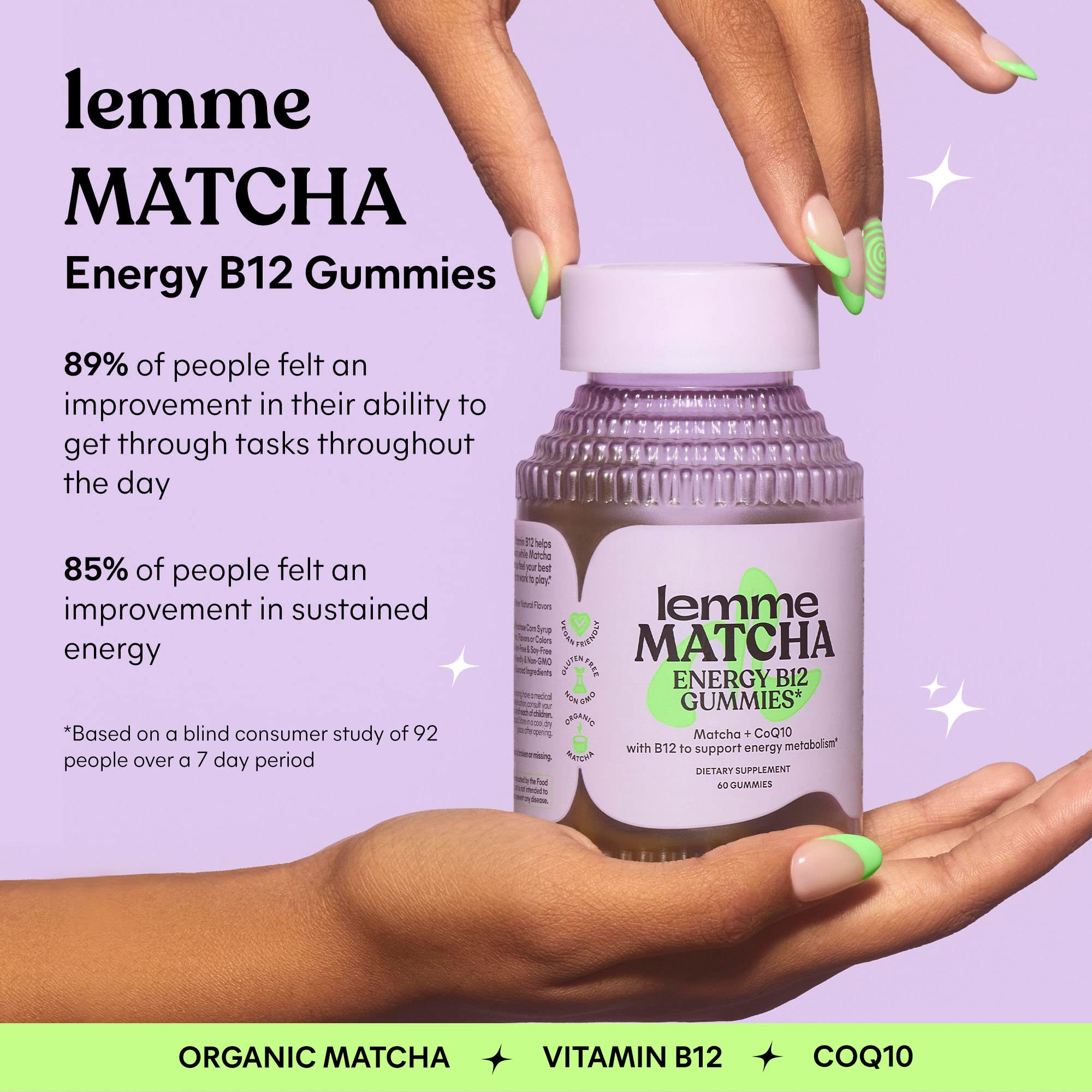 Lemme Matcha Superfood Energy Gummies with Organic Matcha Green Tea, Vitamin B12 Lemme buy supplements canada