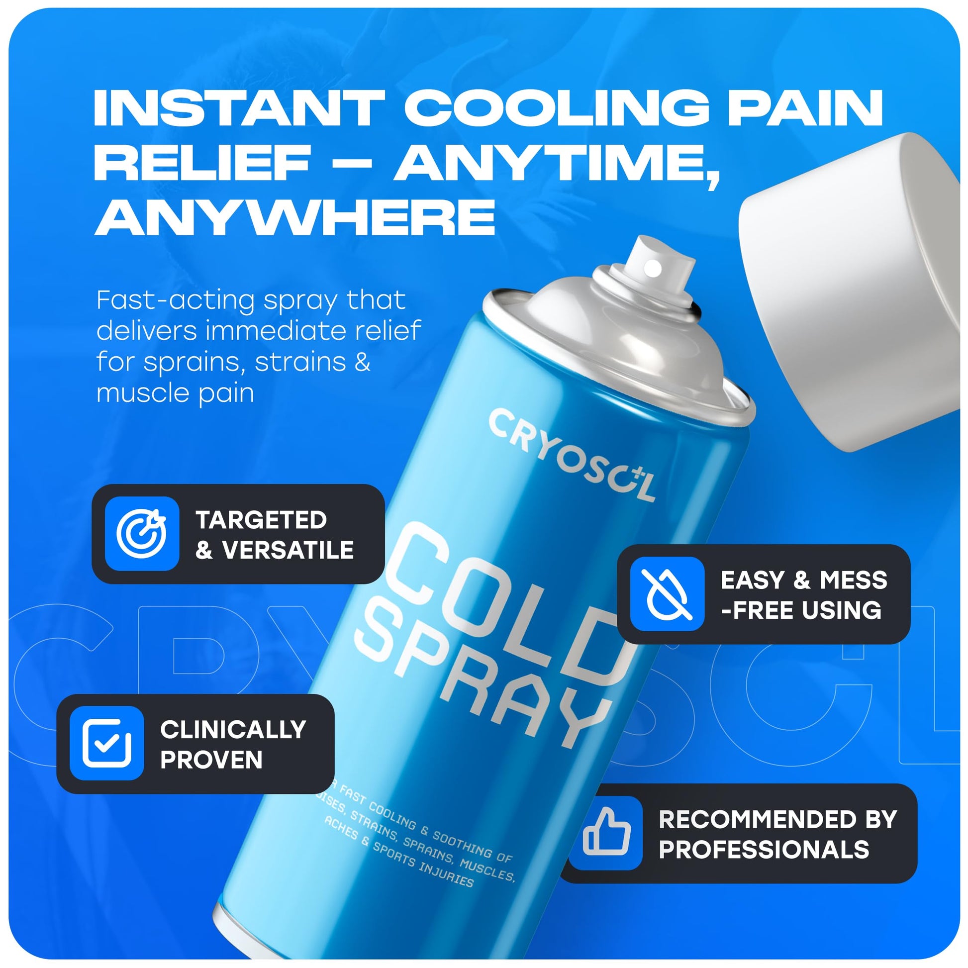 CRYOSOL Freeze Spray for Rapid Relief Anywhere - Pain Relief Spray for Sprains, Strains, Bruises, Aches and Sports Injuries - Cryotherapy for Instant Cooling Relief - 200ml / 6.76 fl oz Venture Healthcare buy supplements canada
