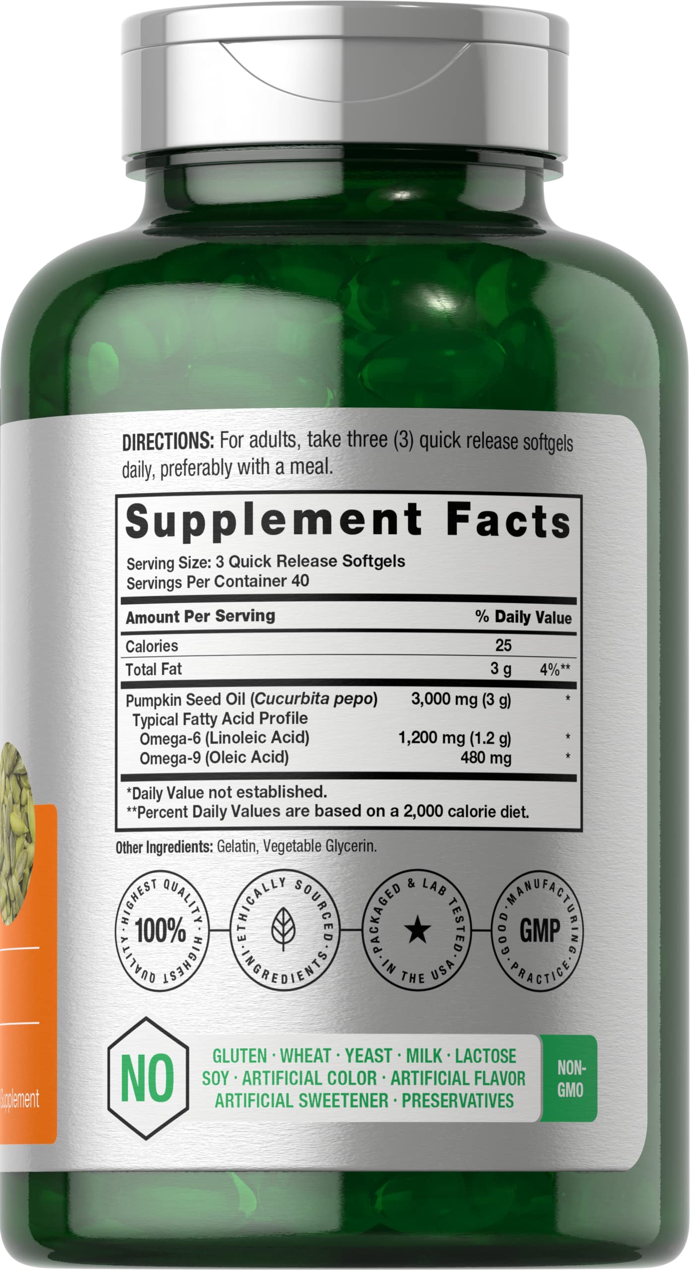 Horbäach Pumpkin Seed Oil | 3000mg | 120 Softgel Capsules | Cold Pressed Dietary Supplement | Non-GMO and Gluten Free Formula Horbäach buy supplements canada
