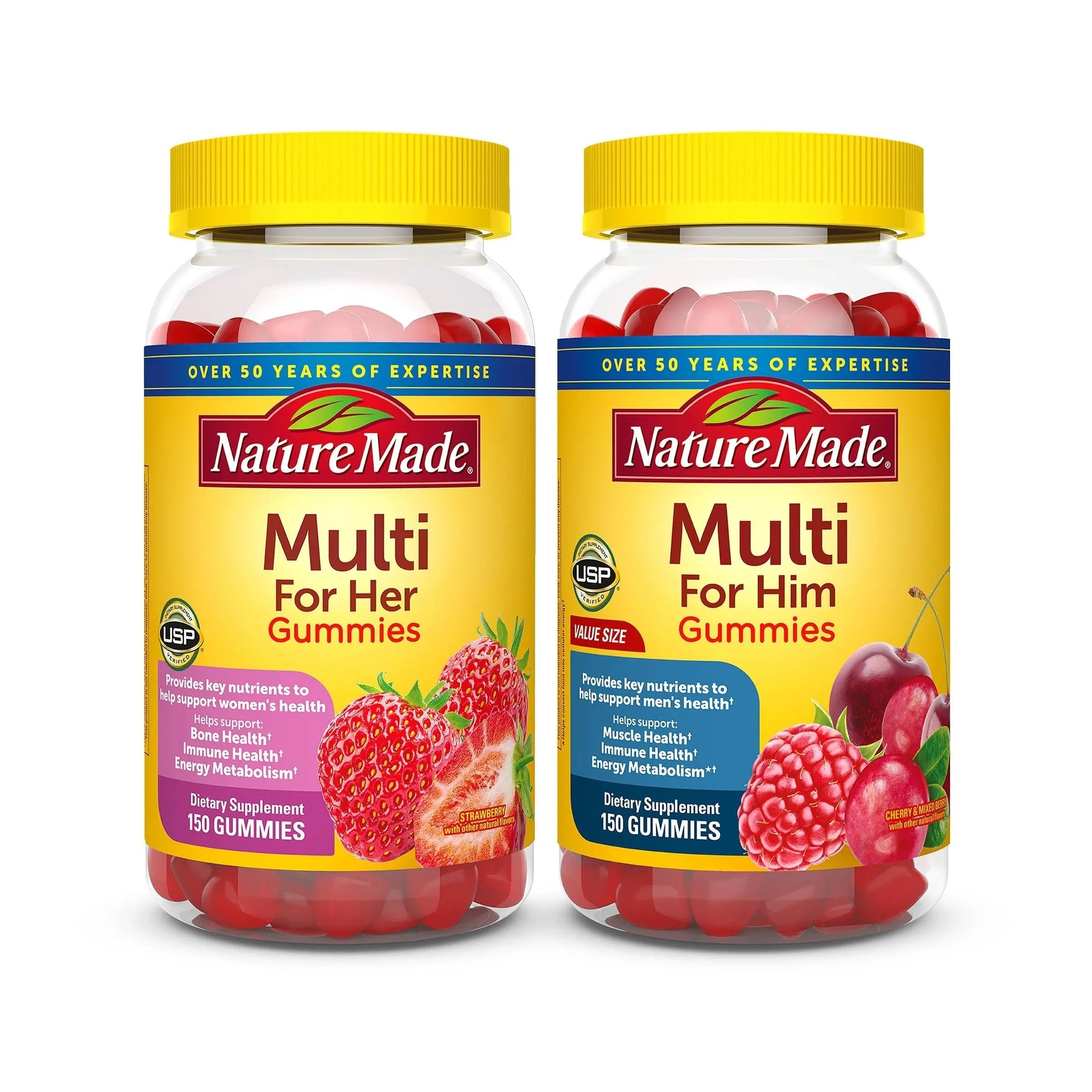 Nature Made Multivitamin Gummies Combo Pack for Him & Her, Tasty Men & Womens Multivitamin with Vitamin C, Vitamin D3, B Vitamins Nature Made buy supplements canada