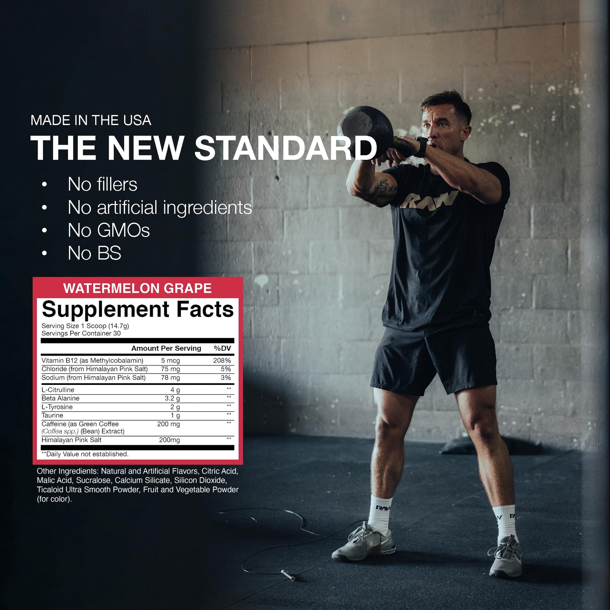 RAW Essential Pre-Workout Powder (Watermelon Grape) - Chris Bumstead Sports Nutrition Supplement for Men & Women - Preworkout Energy Powder with Caffeine, L-Citrulline, RAW buy supplements canada