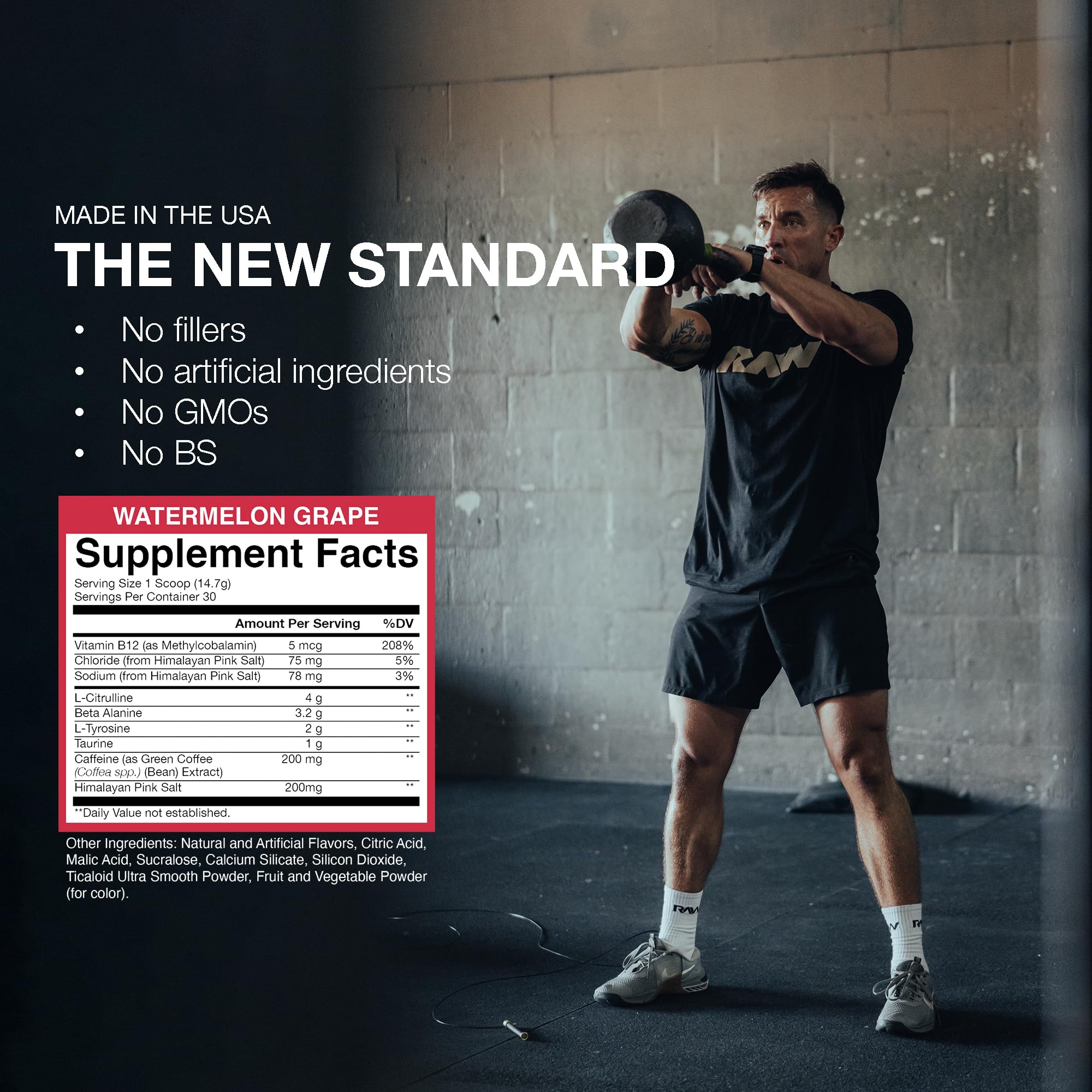 RAW Essential Pre-Workout Powder (Watermelon Grape) - Chris Bumstead Sports Nutrition Supplement for Men & Women - Preworkout Energy Powder with Caffeine, L-Citrulline, RAW buy supplements canada