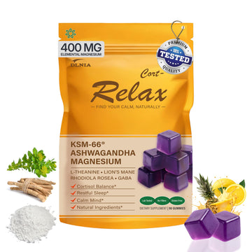 DLNIA Magnesium Glycinate Stress & Cortisol Support Gummies | Calm Focus by Day, Deep Sleep by Night | 17-in-1 with KSM-66® Ashwagandha, L-Theanine & Lion’s Mane DLNIA buy supplements canada