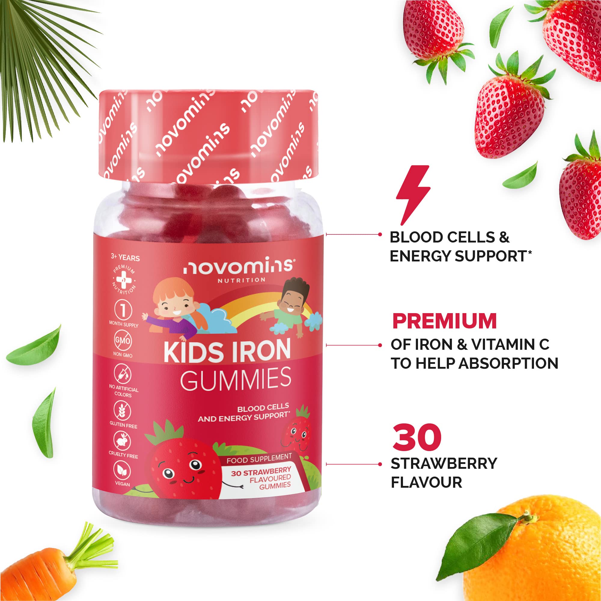 Kids Iron Gummies – Iron Supplement for Kids – Energy & Immune System – Vegan novomins buy supplements canada