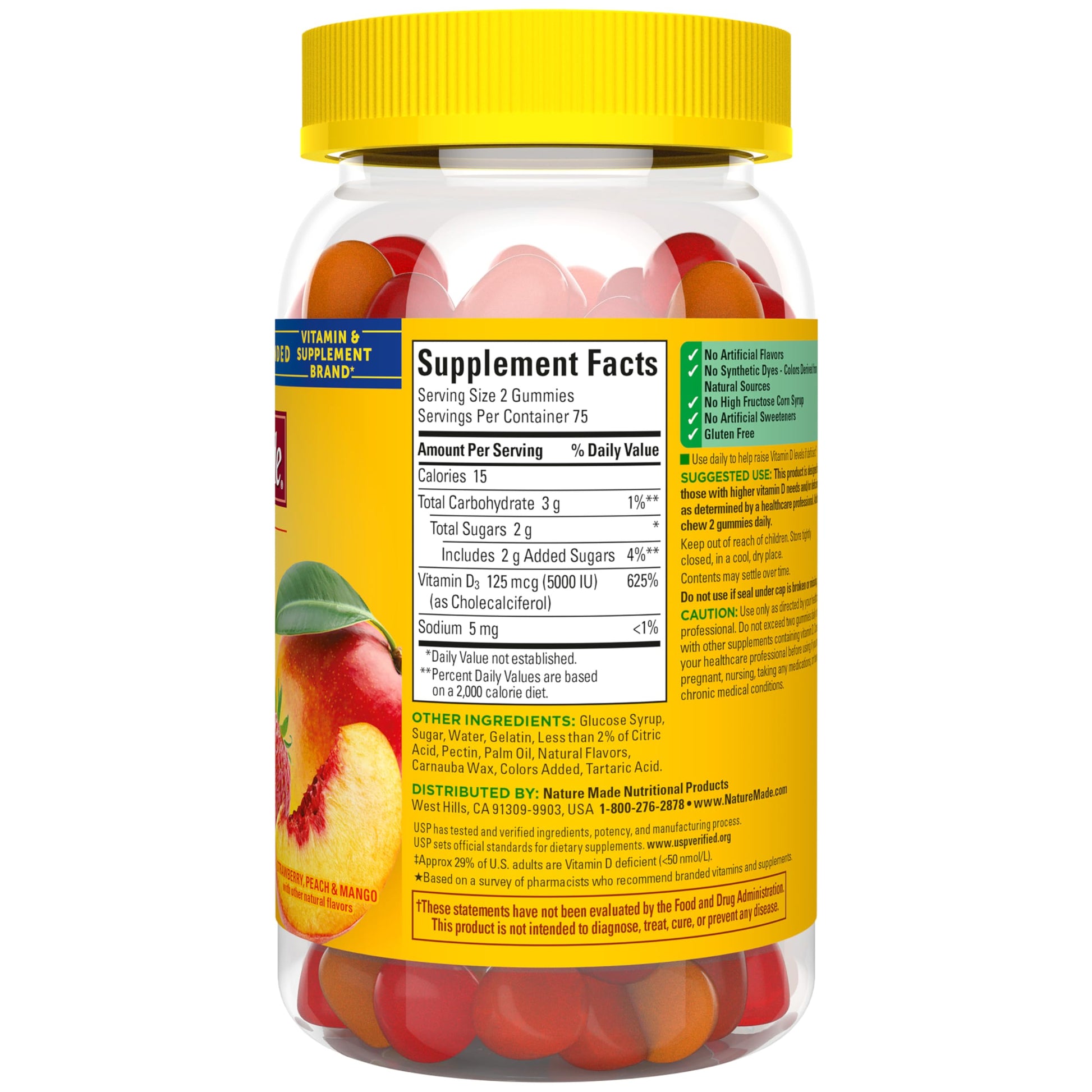 Nature Made Vitamin D3 5000 IU Per Serving Gummies Extra Strength, Bone and Immune Health Support, 150 Vitamin D Gummies for Adults, 75 Day Supply Nature Made buy supplements canada