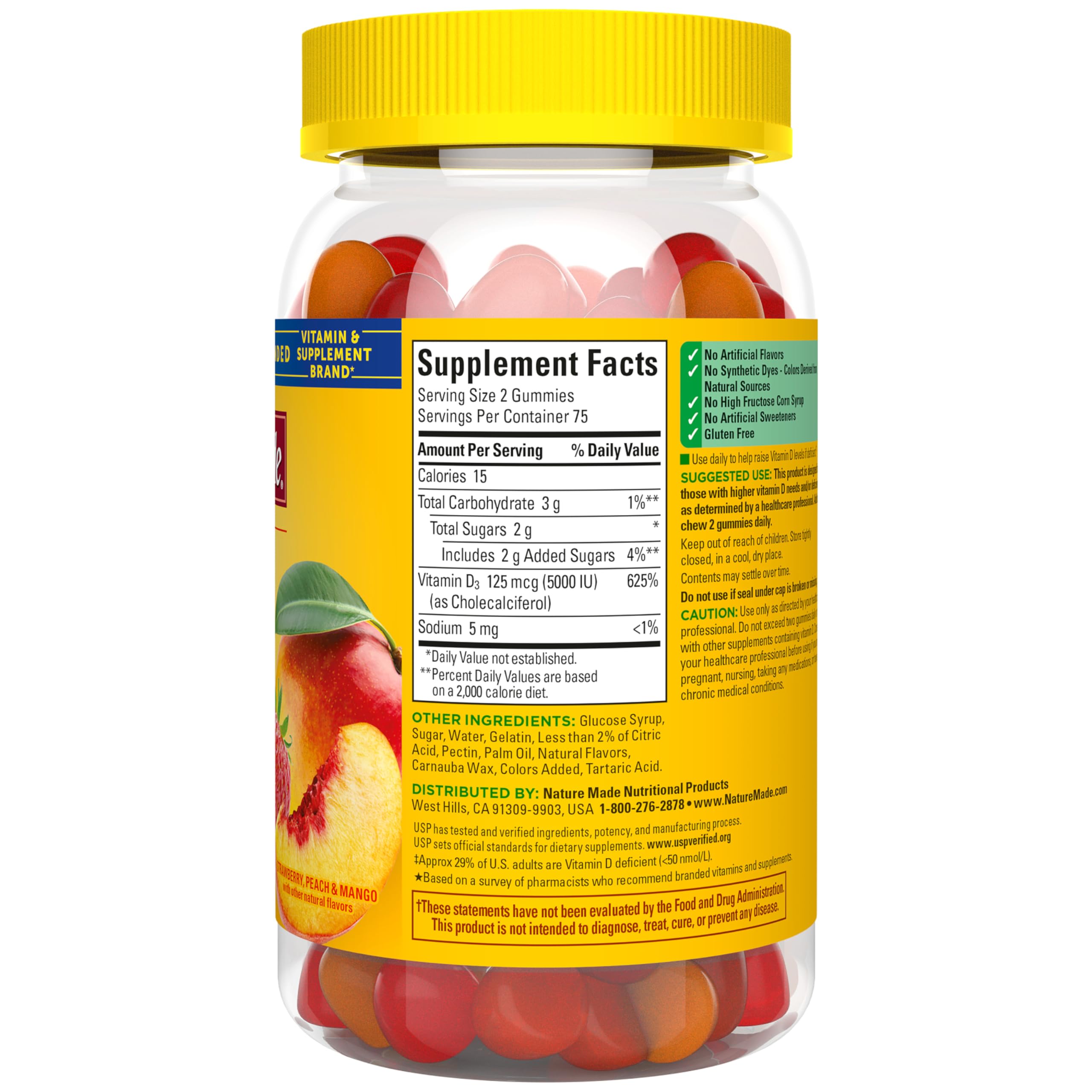 Nature Made Vitamin D3 5000 IU Per Serving Gummies Extra Strength, Bone and Immune Health Support, 150 Vitamin D Gummies for Adults, 75 Day Supply Nature Made buy supplements canada