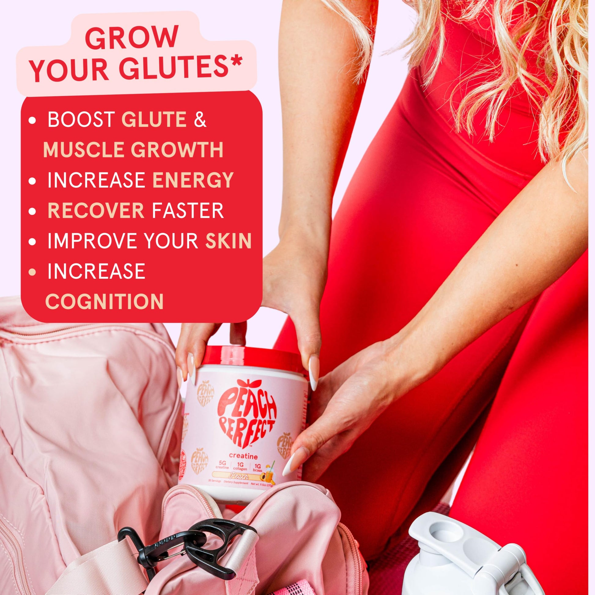 Peach Perfect Creatine Blend for Women – Micronized Creatine Monohydrate with BCAA & Collagen for Glute Strength Support – Strawberry Acai – 30 Servings Peach Perfect buy supplements canada