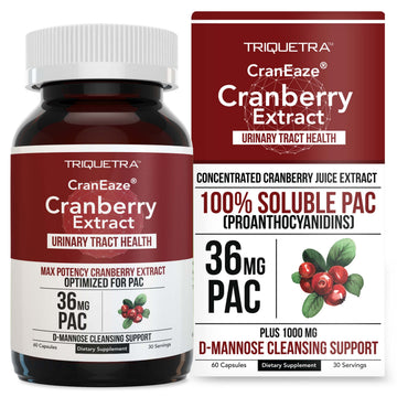CranEaze®: Cranberry Juice Extract Plus D-Mannose – 36 mg PAC, 100% Soluble PAC - Supports Urinary Tract Health – Most Effective Cranberry Pills for Women, Triquetra Health buy supplements canada