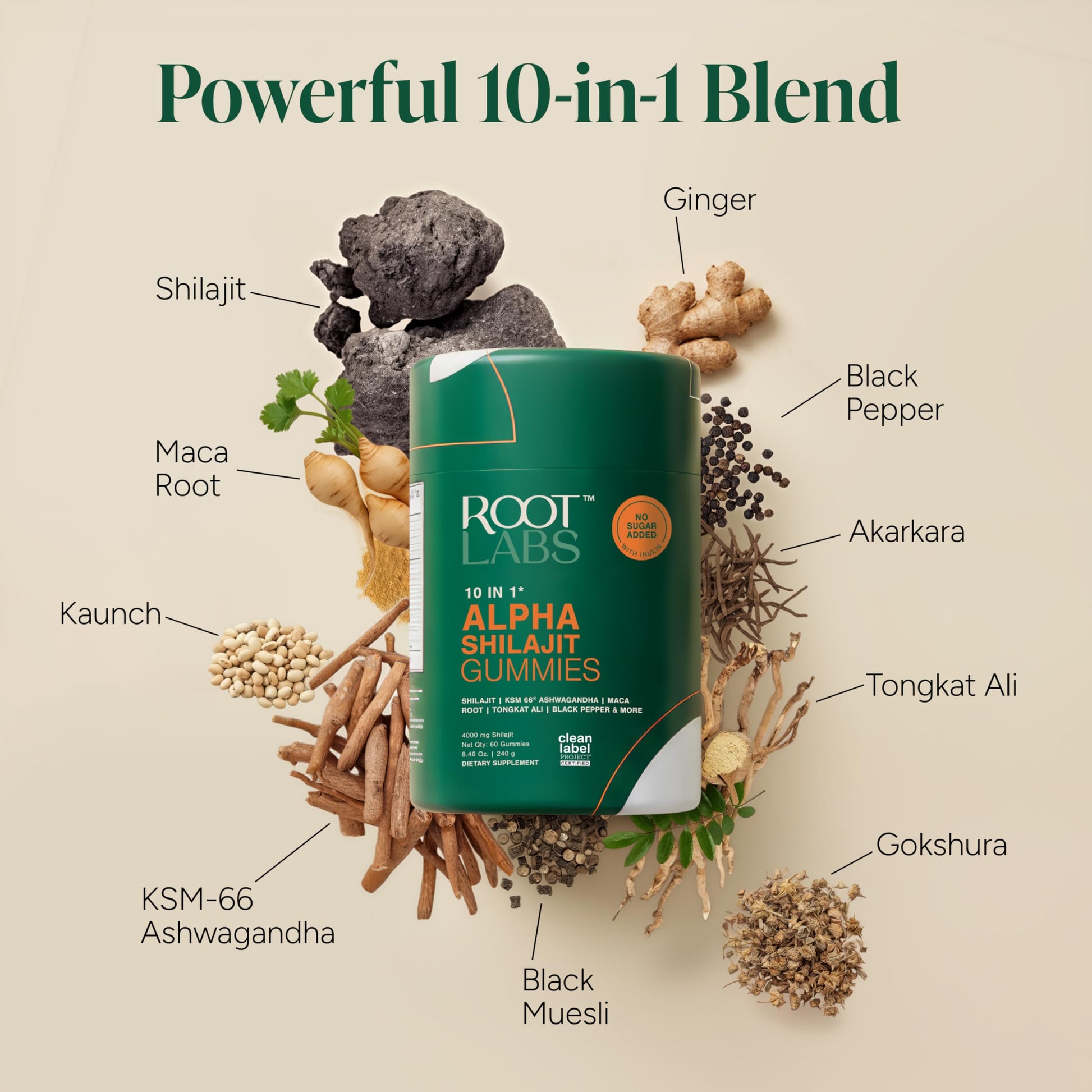 ROOT LABS 10-in-1 Alpha Shilajit Gummies | 4000 mg Pure Himalayan Shilajit with Tongkat Ali & Maca Root | Shilajit for Men & Women | ShilAbsorb Bioavailability Tech ROOT LABS buy supplements canada
