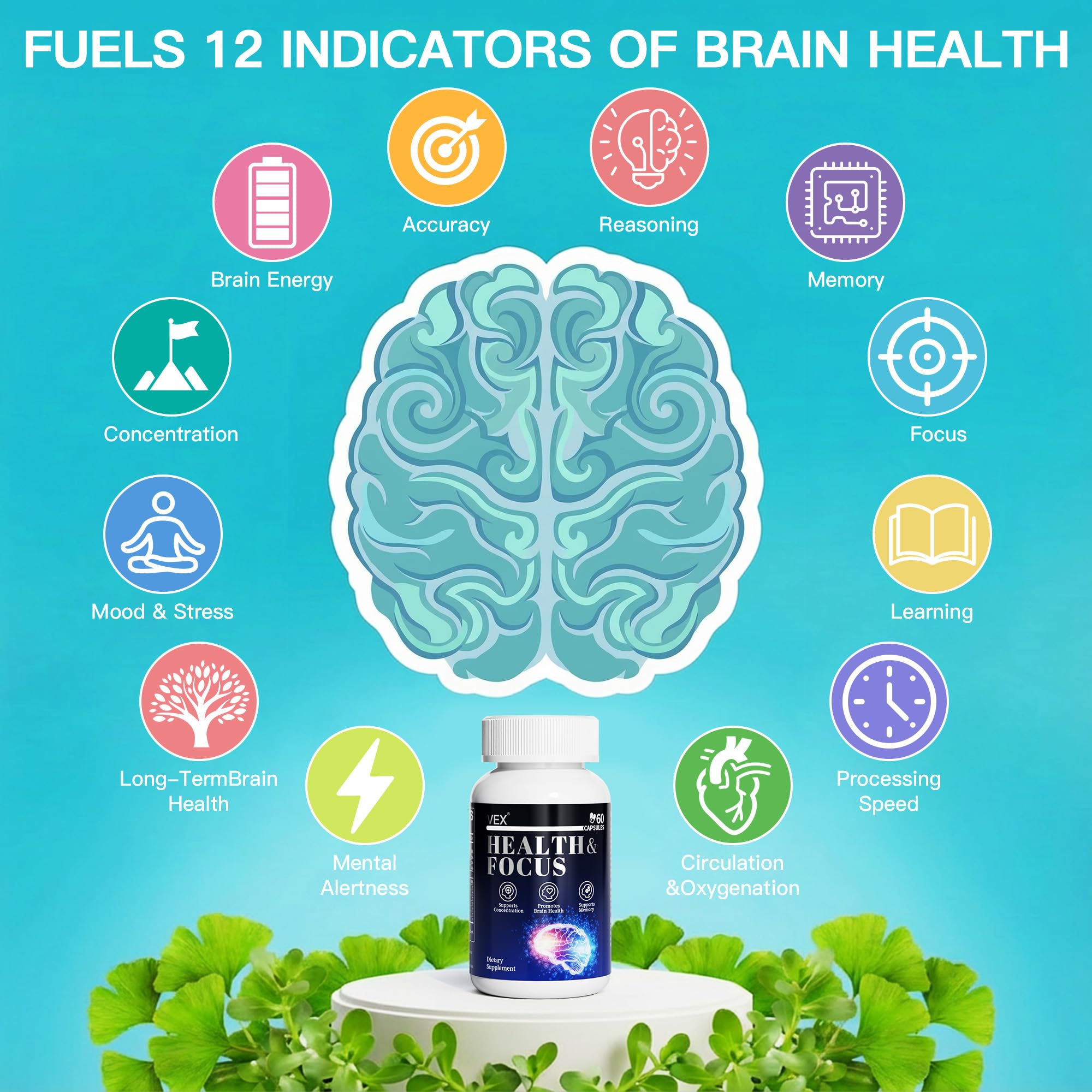 VEX Supplement – Memory & Clarity Support with Folic Acid, Vitamin B, Acetylcysteine, Bacopa Monnieri, Lion’s Mane, Ginkgo Biloba & Black Pepper – Cognitive, 60 Capsules VEX buy supplements canada