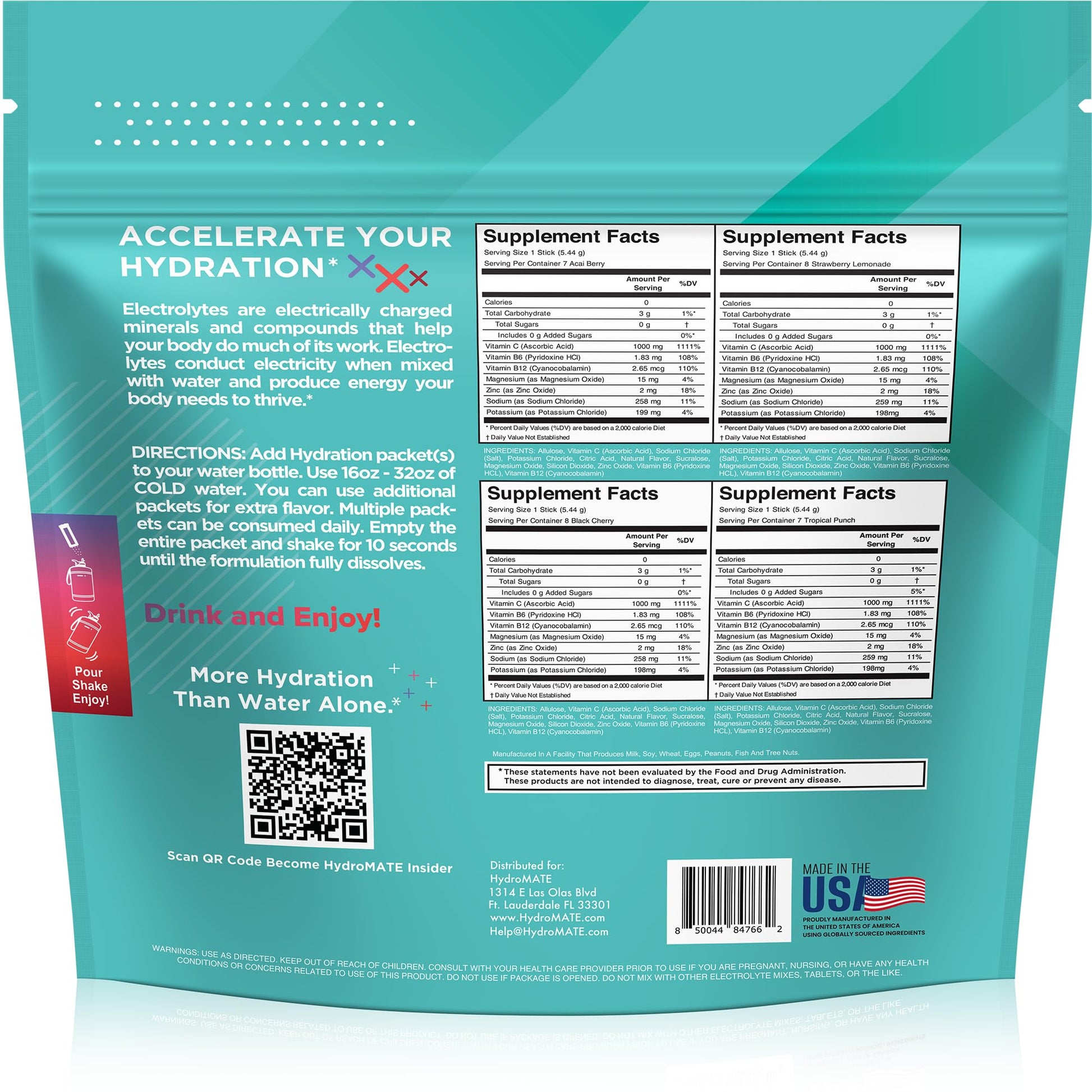 Electrolyte Powder Sugar-Free Hydration Packets Variety Pack HydroMATE 30 Sticks NatureWorks buy supplements canada