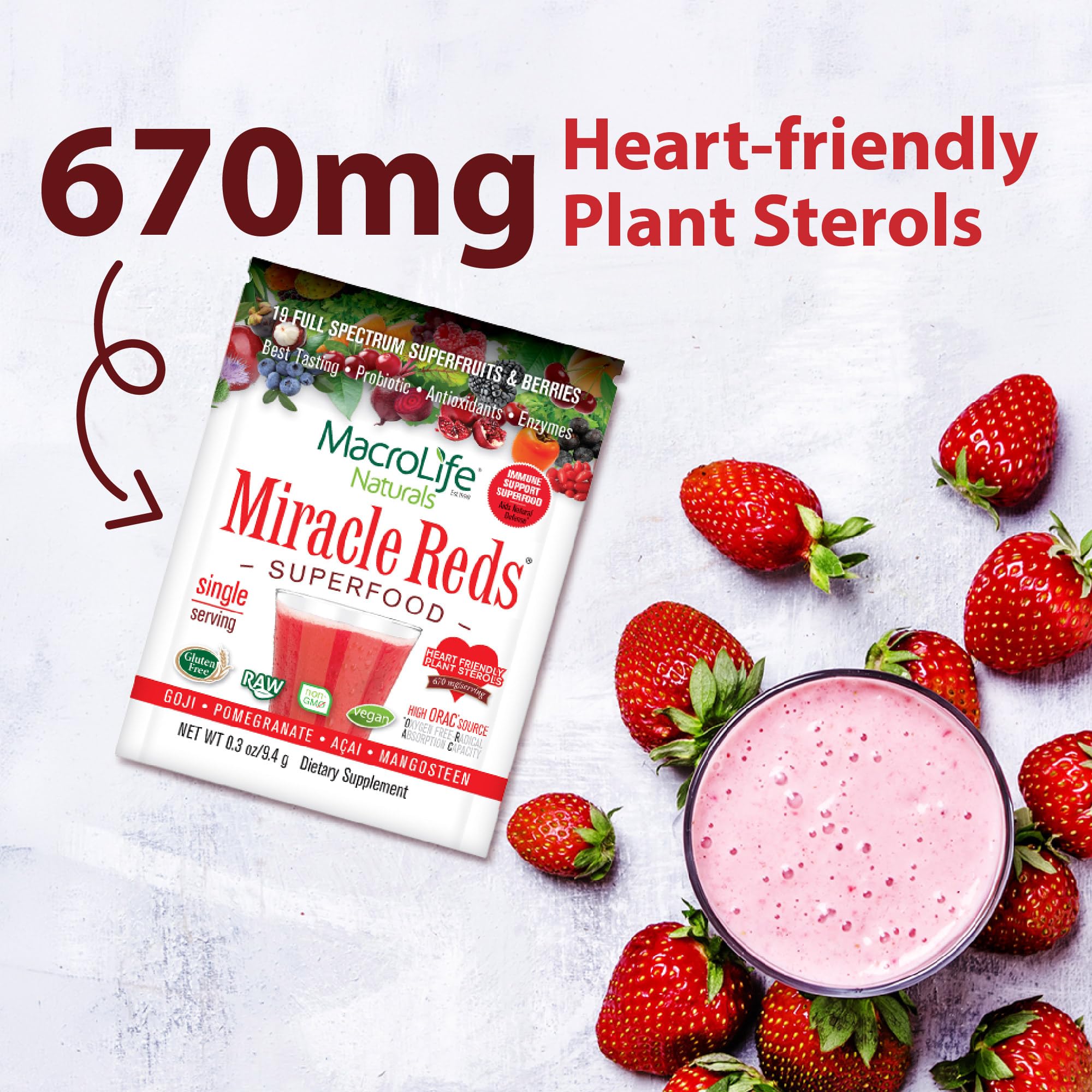 MacroLife Naturals Miracle Reds Superfood Powder 19 Blended Fruit & Berry Polyphenols Enzymes Probiotics & Antioxidants Supplement - Raw Non-GMO & Vegan Whole Food Vitamins - 12 Packet Servings MacroLife Naturals buy supplements canada