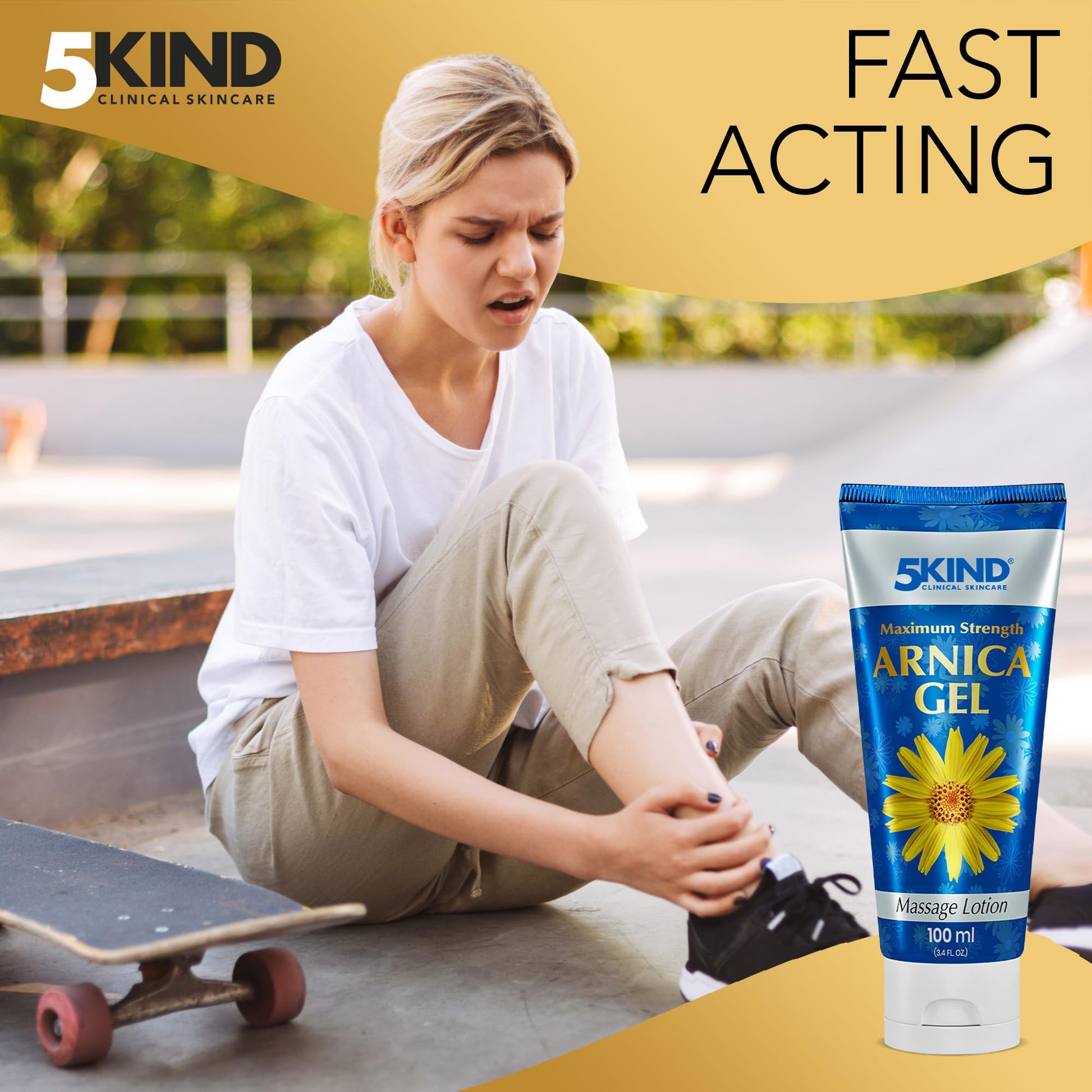 5kind Maximum Strength Arnica Bruise Gel 3.4 Fl Oz - Arnica Gel for Bruising and Swelling - Arnica Montana Gel with High Concentration Extract - Non-Greasy Formula 5kind clinical skincare buy supplements canada