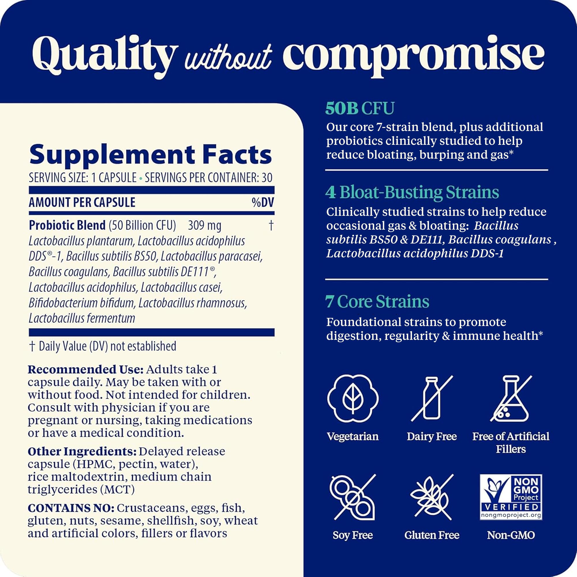 Enzymedica SubCulture Probiotic for Bloat & Digestive Health - Probiotic Supplement Capsules for Women & Men, 50 Billion CFU, Gut Health Support for Adults,