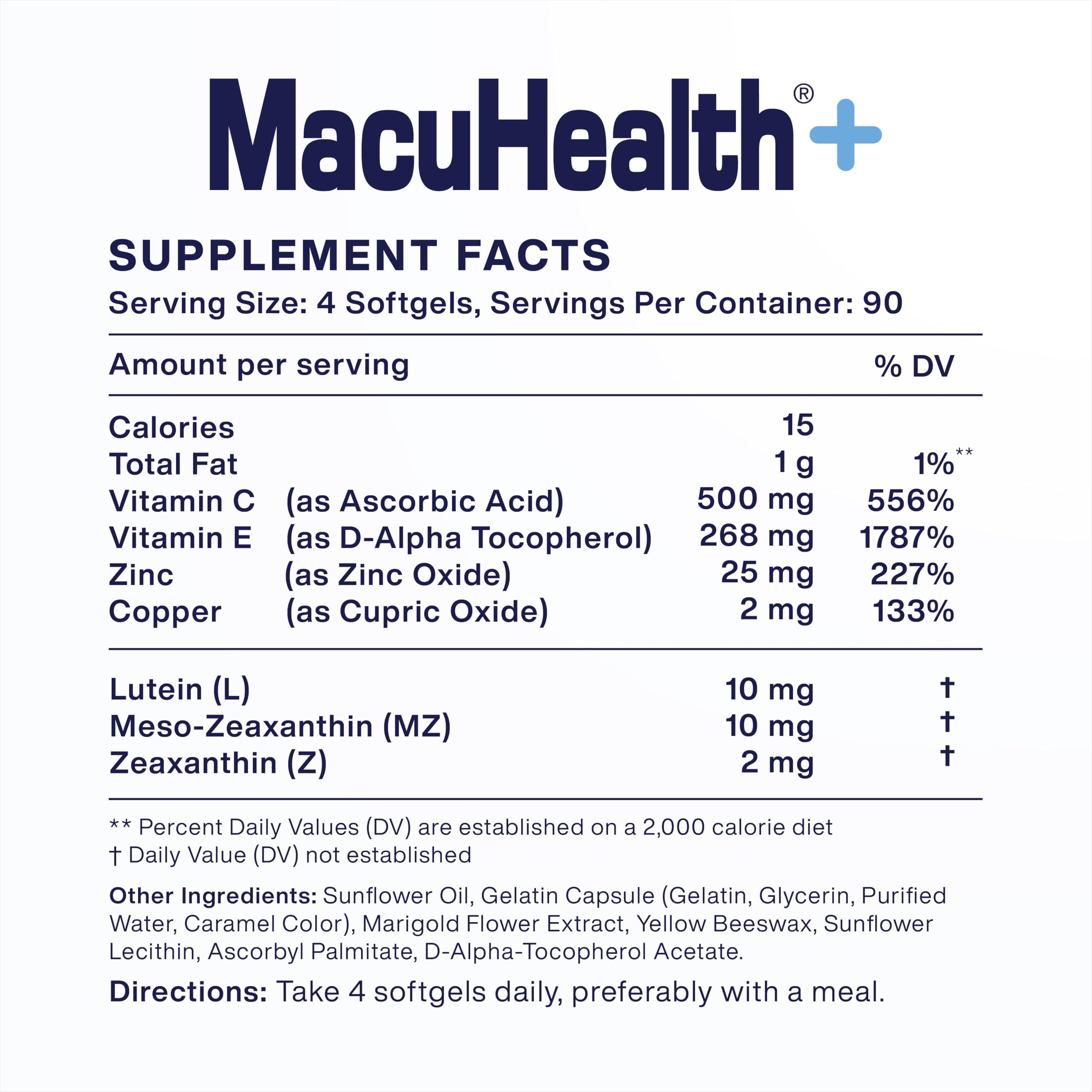 Macuhealth Plus+ Eye Vitamins Supplement for Adults - 90 Day Supply with Lutein, Zeaxanthin, and Meso-Zeaxanthin - Unflavored, Vitamin for Eyes Macuhealth buy supplements canada
