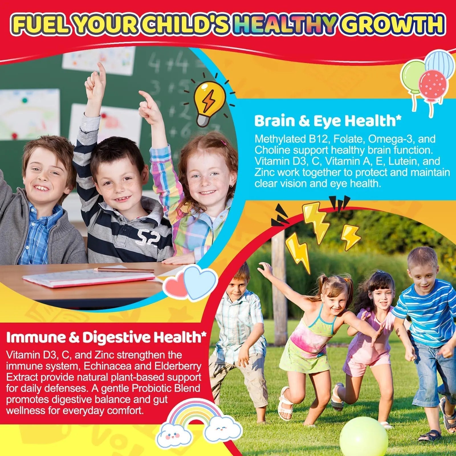 Fajeckma Organic Kids Multivitamin Gummies: Sugar Free Multi Vitamin Gummy with Vitamins D3 Iron Omega Probiotic Elderberry Calcium Zinc Dha Fajeckma buy supplements canada