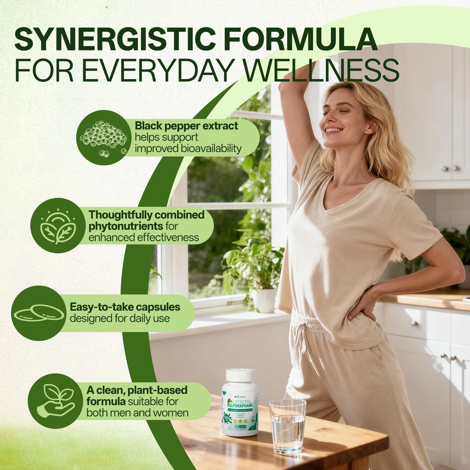 Liposomal Sulforaphane 500mg Supplement from Broccoli Extract with Quercetin, Black Pepper & Vitamin C – Antioxidant, Detox & Cellular Support, Cellular Health Formula for Men & Women, 60 Capsules inGreens buy supplements canada