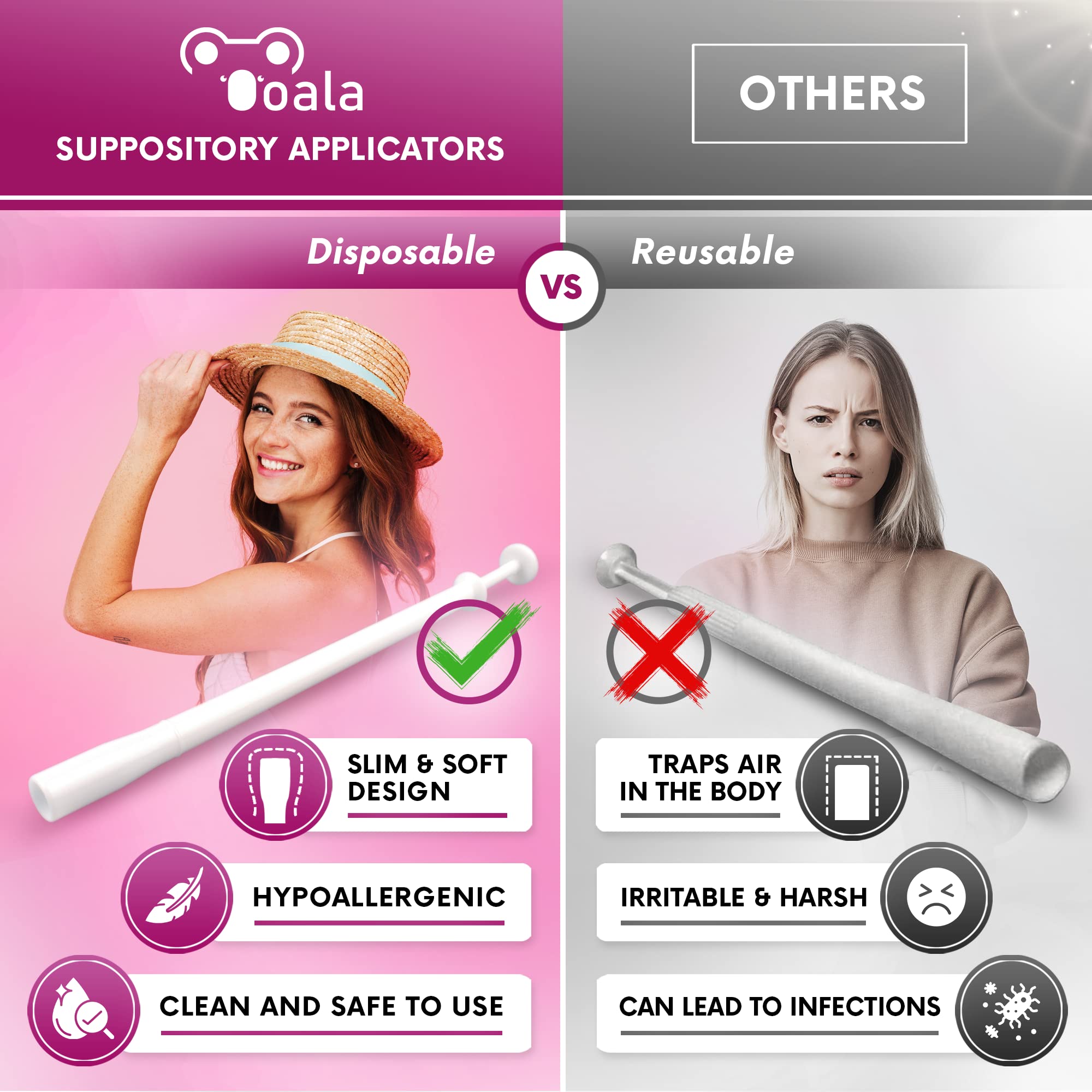 Ooala Disposable Vaginal Suppository Applicators (30-Pack) | Fits Most Brands, Pills, Tablets and Boric Acid Ooala buy supplements canada