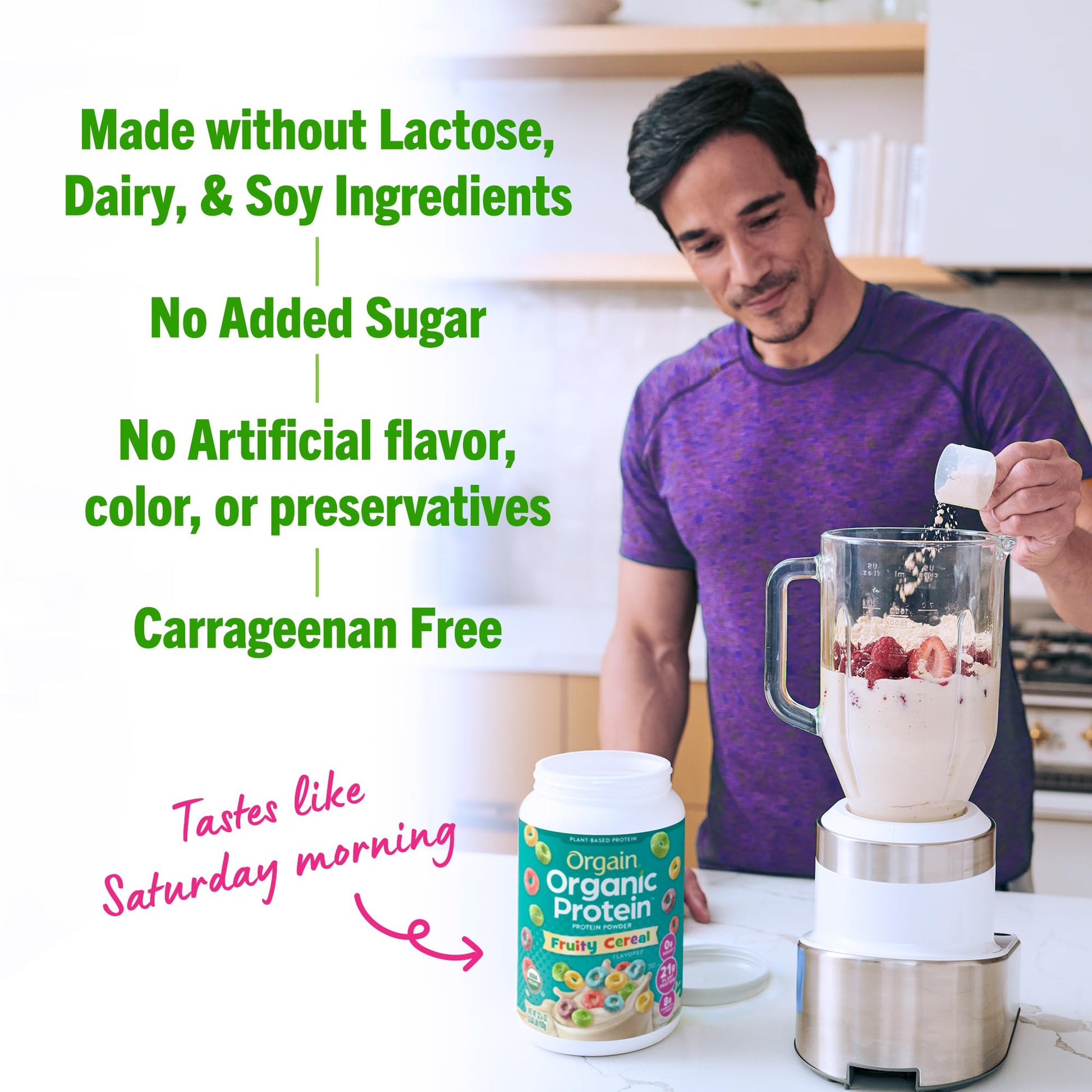 Orgain Organic Vegan Protein Powder, Fruity Cereal - 21g Plant Based Protein, Gluten Free Orgain buy supplements canada