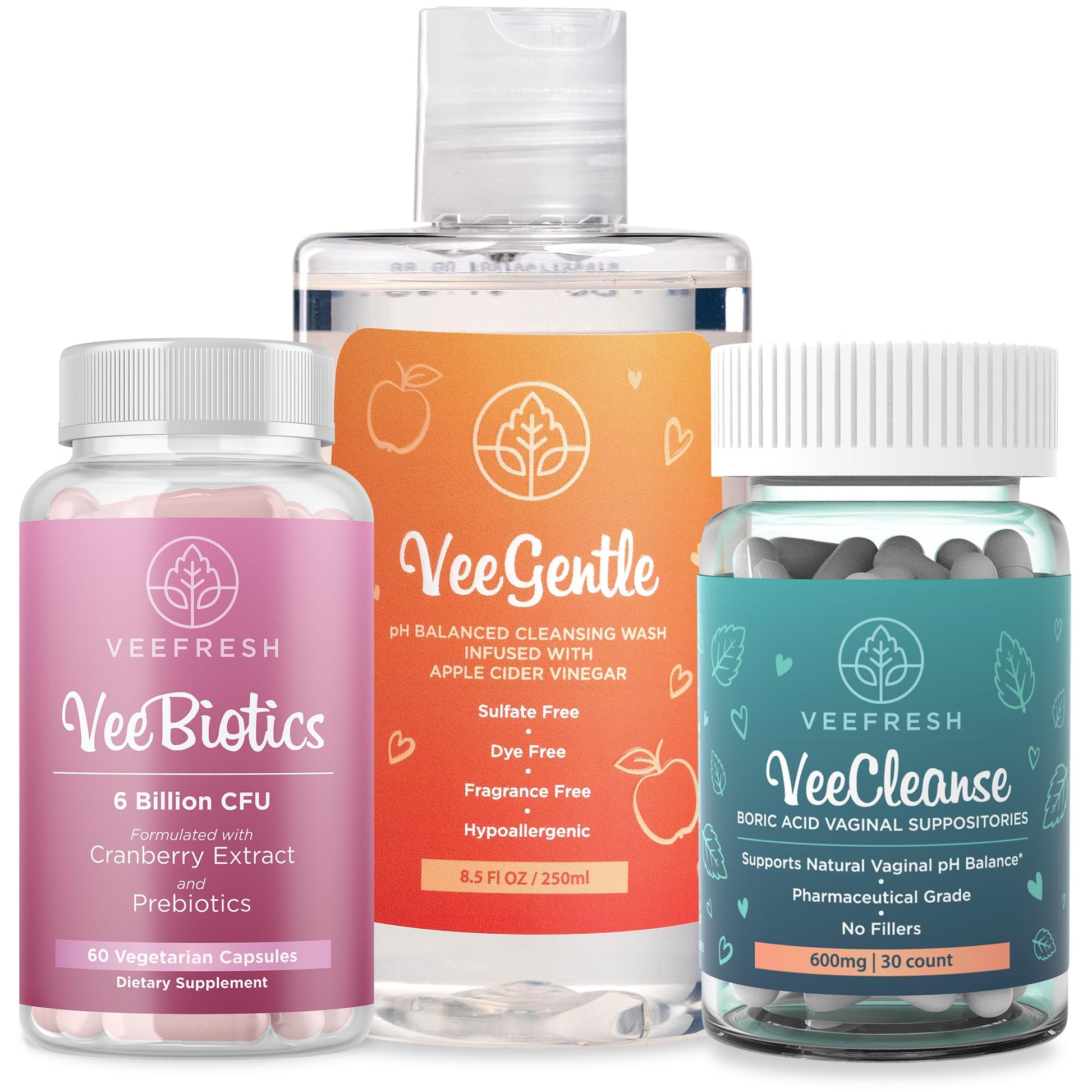 VeeBalance Bundle – Boric Acid Suppositories, Feminine Wash & Cranberry Probiotics for Women – pH Balance & Freshness Support VeeFresh buy supplements canada