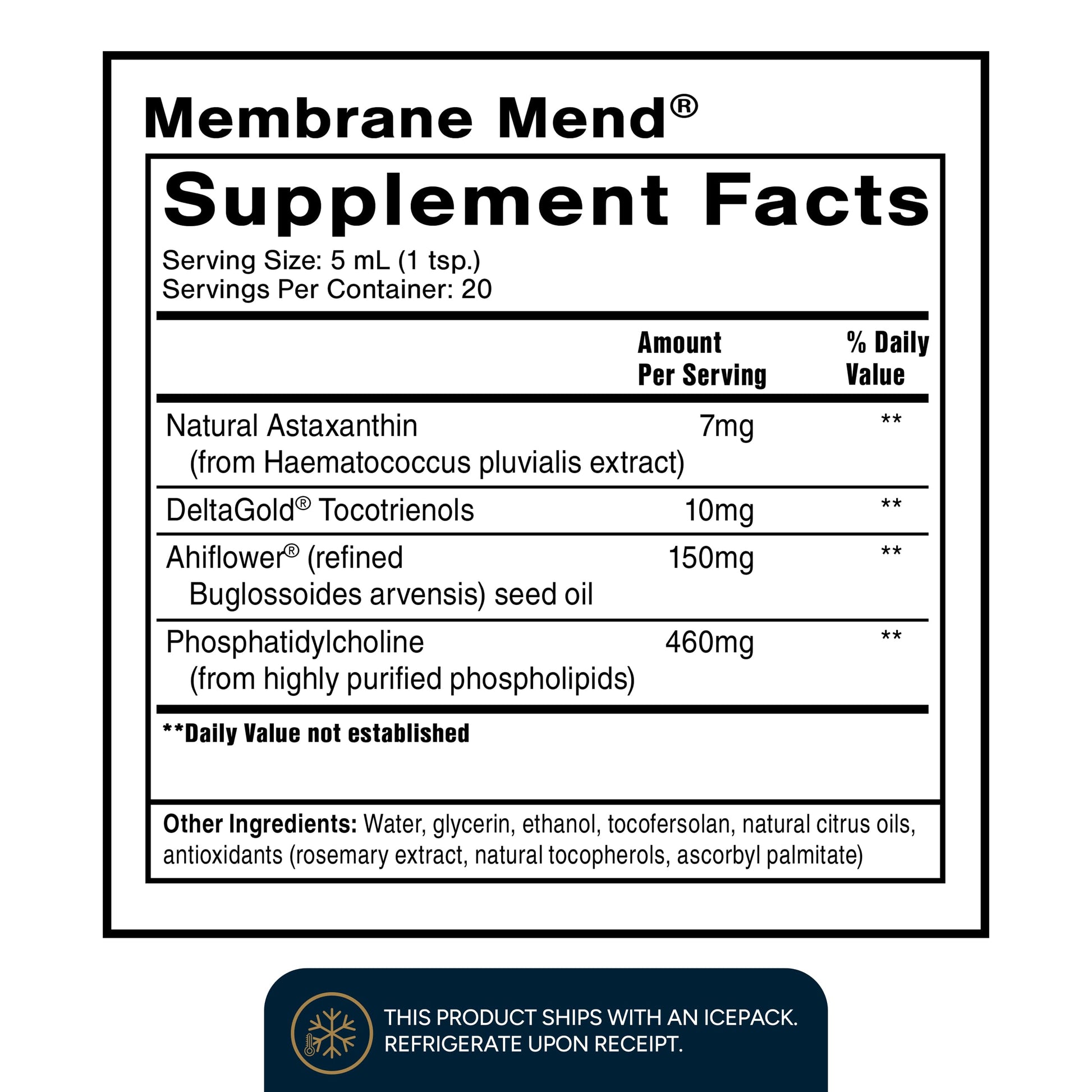 Quicksilver Scientific Membrane Mend - Brain, Cellular & Healthy Aging Support with Phosphatidyl Choline (PC), Vitamin E Tocotrienols, Ahiflower Oil & Astaxanthin Supplements (3.38oz / 100ml) Quicksilver Scientific buy supplements canada