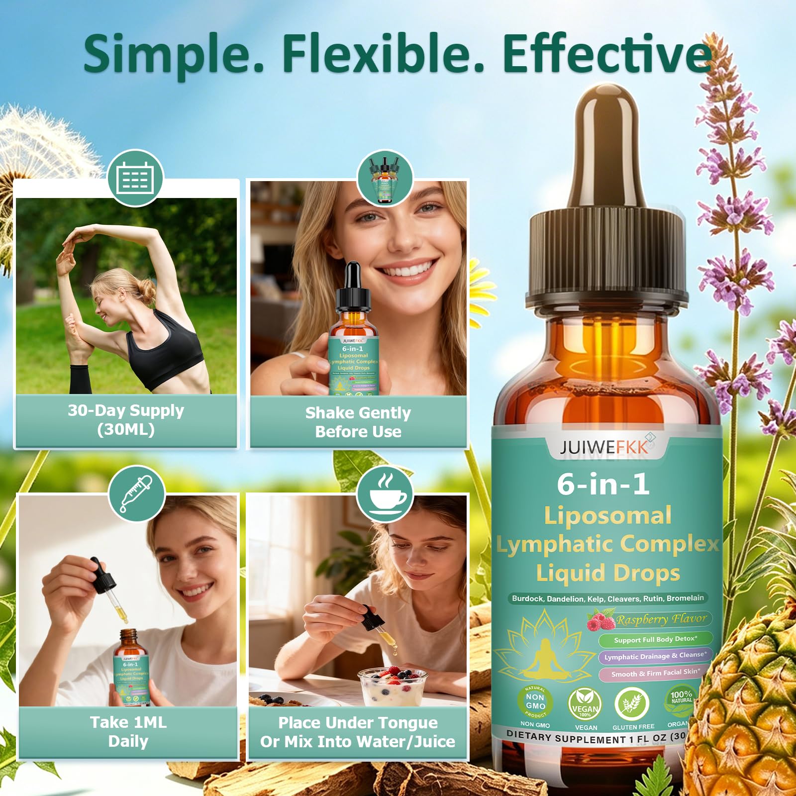 Lymphatic Drainage Drops, 6-IN-1 Lymphatic Complex w. Burdock Dandelion Kelp Cleavers, New Maximum Potency Lymph System Support for Bloat Balance Cortisol Immune Full Body Detox & Skin Vitality JUIWEFKK buy supplements canada