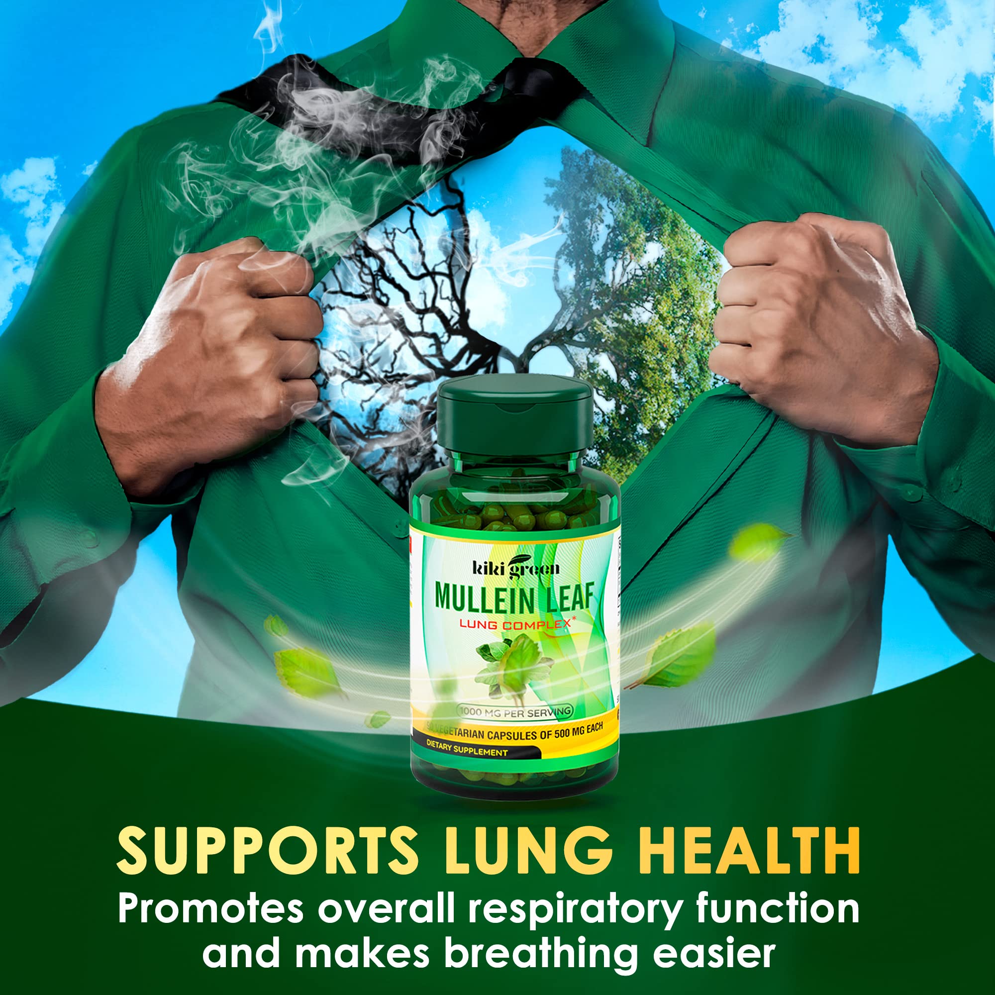KIKI Green Mullein Leaf Extract Capsules - Herbal Respiratory Supplement - for Lung Cleans KIKI Green buy supplements canada