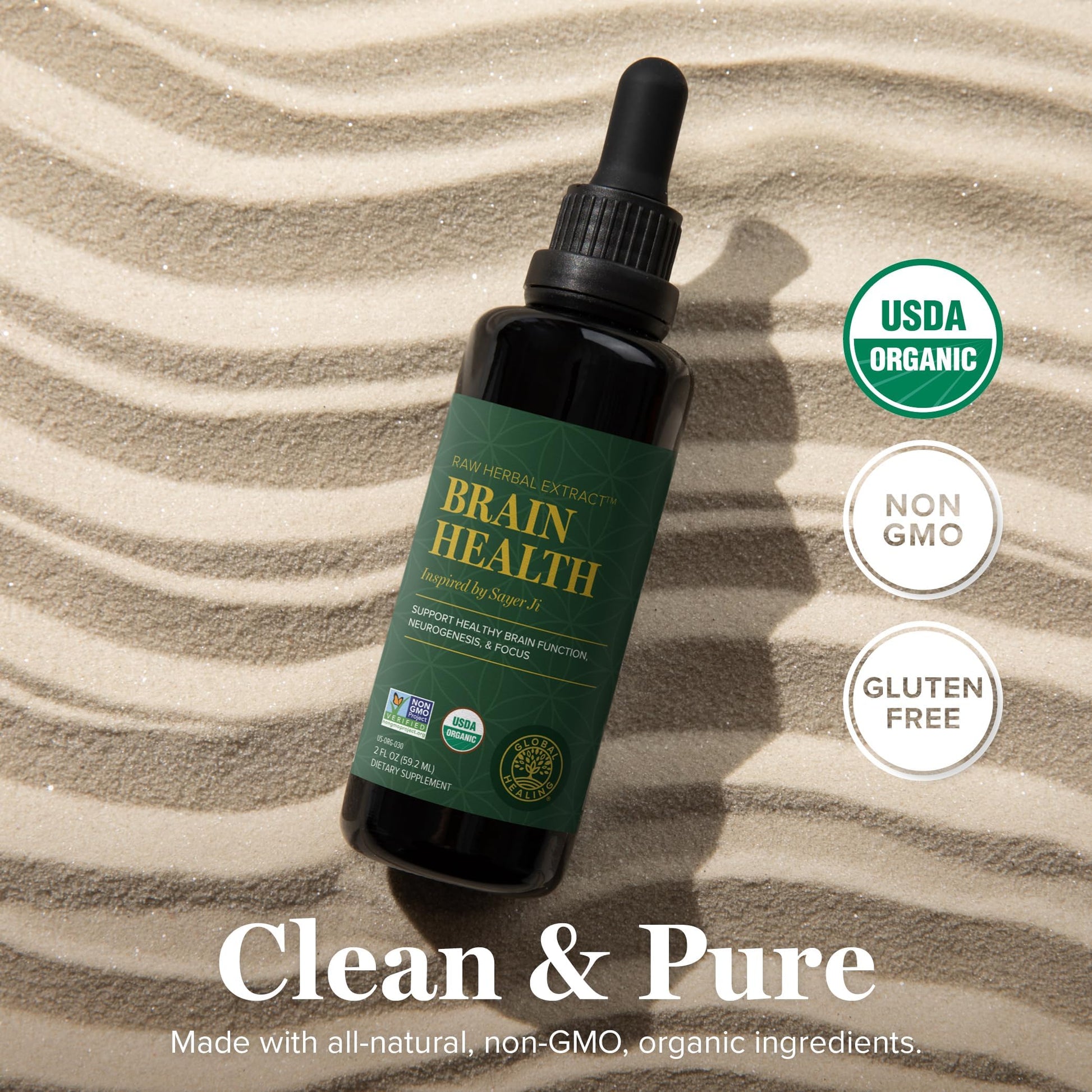 Global Healing Center Brain Health - USDA Organic Brain Supplements for Memory & Focus - Nootropics Supplement to Combat Mental Fog, Advanced Focus Factor for Adults Extra Strength - 2 Fl Oz Global Healing Center buy supplements canada