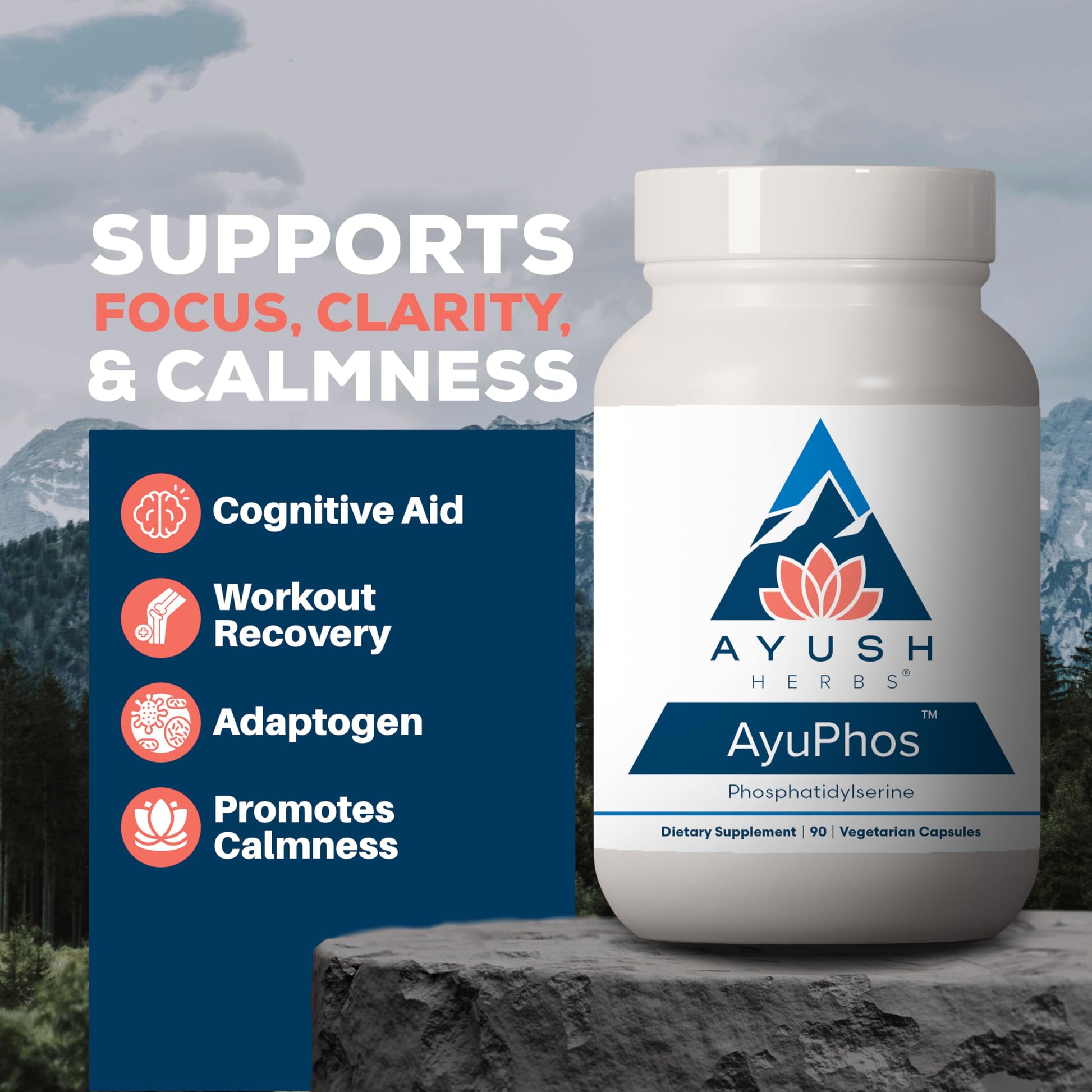Ayush Herbs AyuPhos - Phosphatidylserine Supplement for Men & Women, Soy-Free Phosphatidyl Serine, Brain, Memory, & Cognitive Support for Adults, 200mg Per Pill - 45 Servings Ayush Herbs buy supplements canada