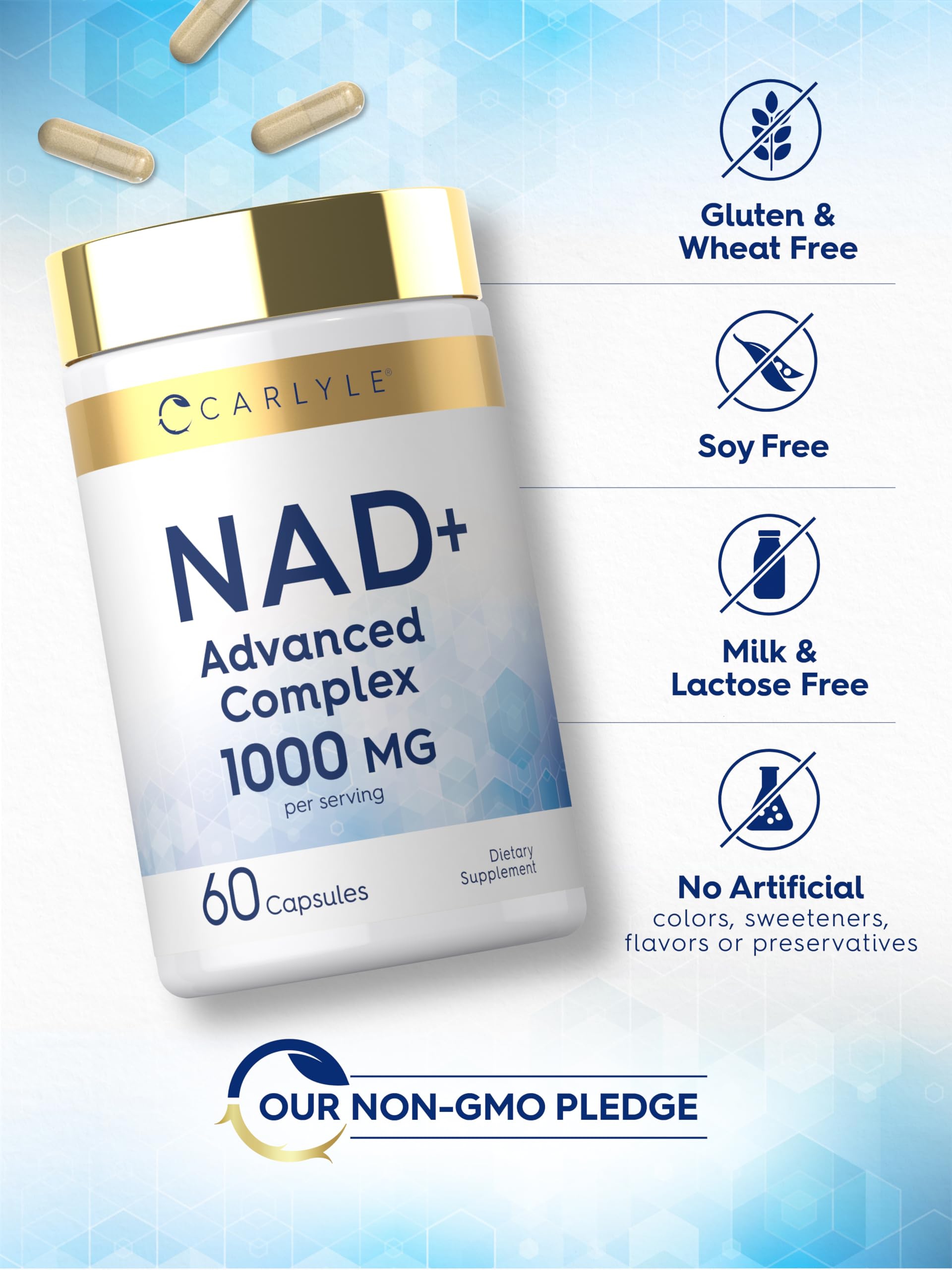 Carlyle NAD+ Supplement 1000 mg | 60 Capsules | with Resveratrol and Collagen | Advanced Complex for Women and Men | Non-GMO & Gluten Free Carlyle buy supplements canada