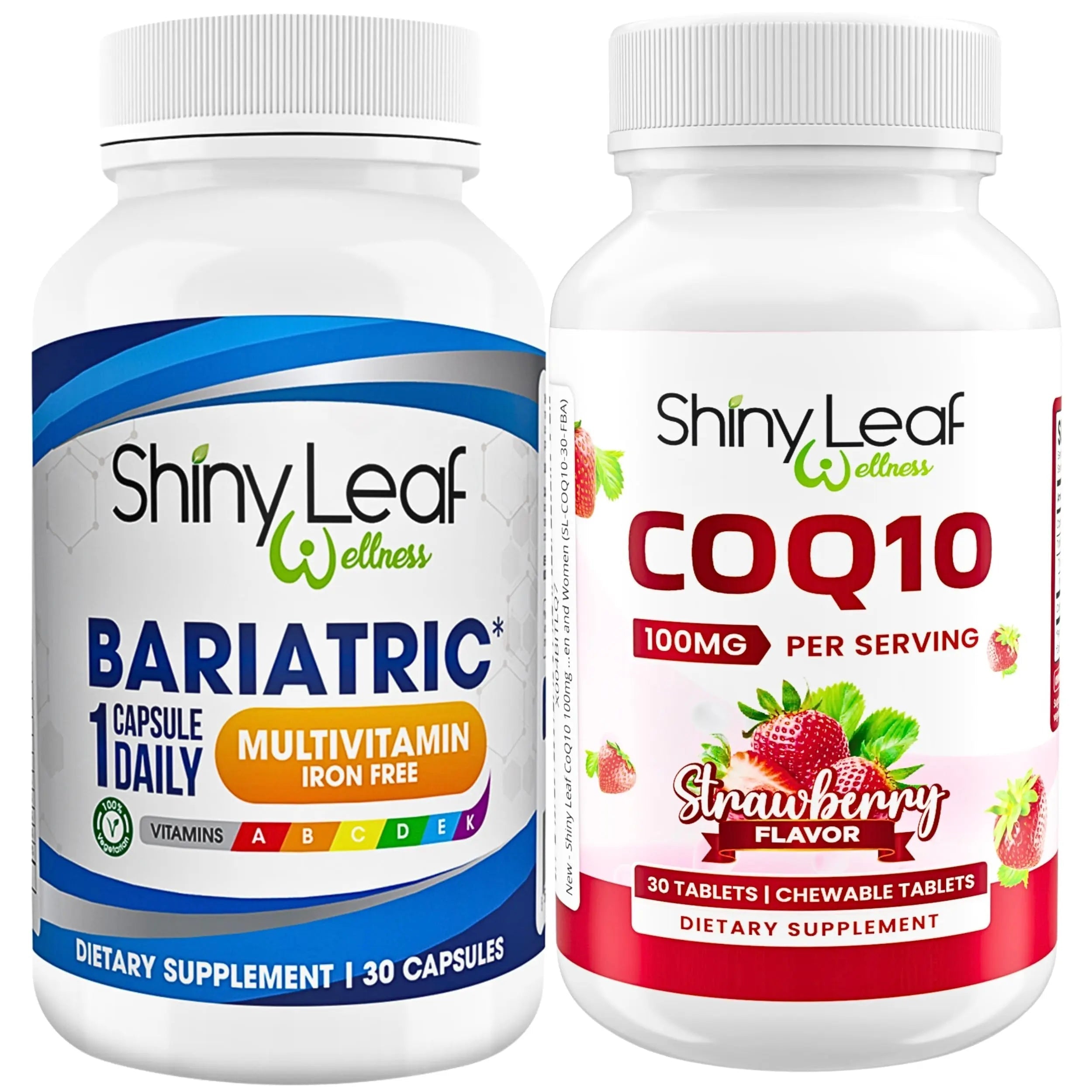 Bariatric Multivitamin Iron-Free One Capsule Per Day and CoQ10 100mg Supplement for Brain Health and Energy Management for Women and Men - 1 Month Supply Shiny Leaf buy supplements canada